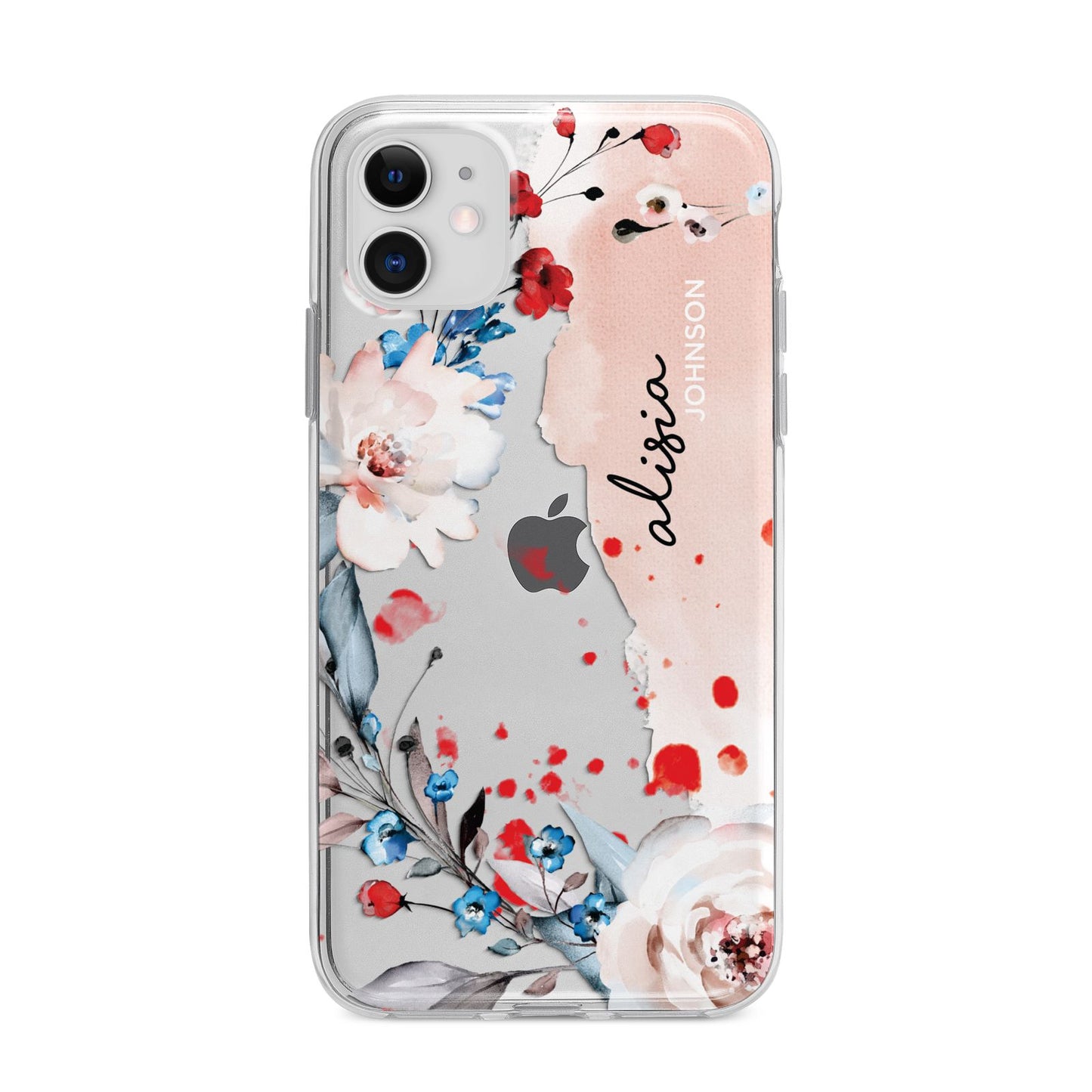 Custom Name Floral Bouquet Apple iPhone 11 in White with Bumper Case