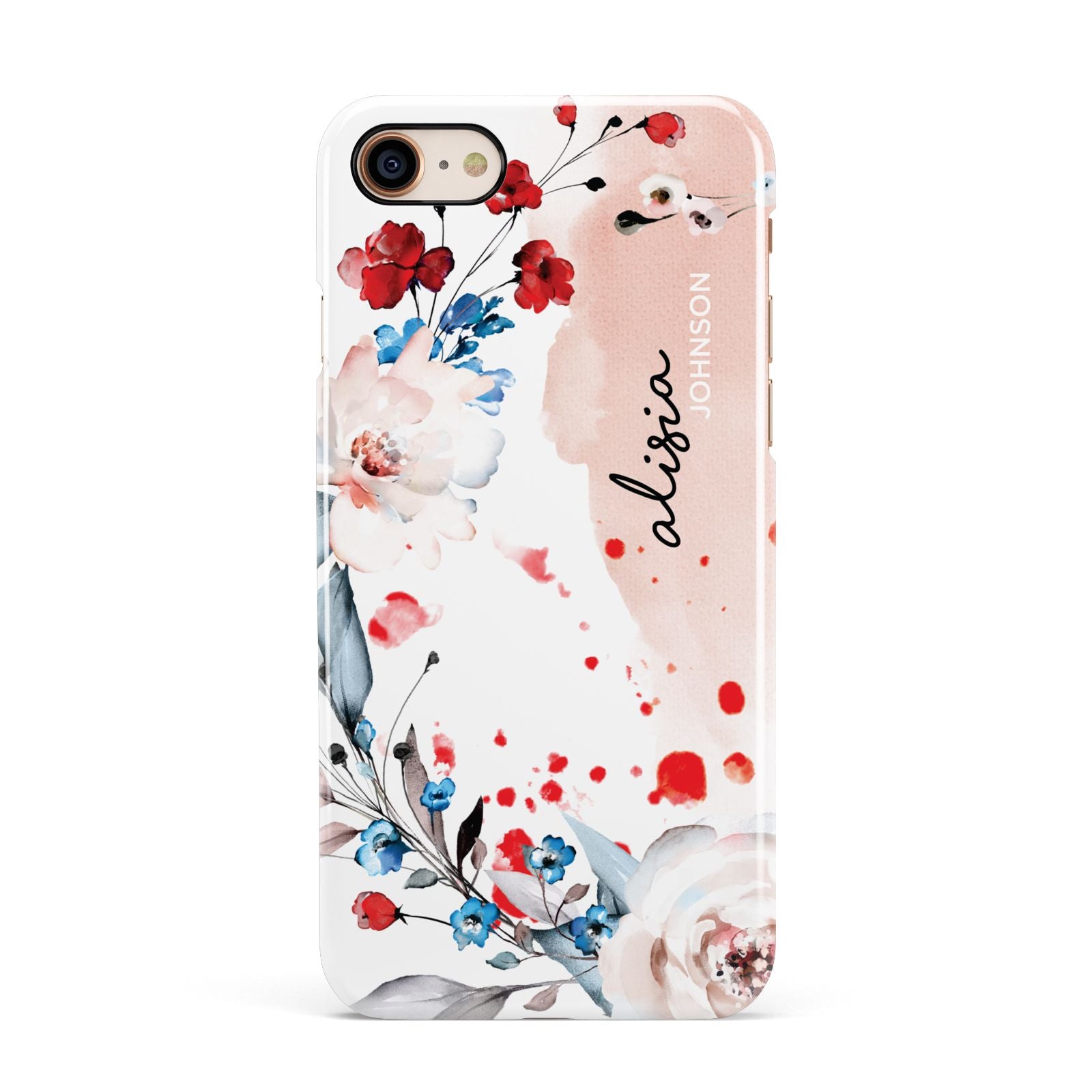 Custom Name Floral Bouquet Apple iPhone 7 8 3D Snap Case