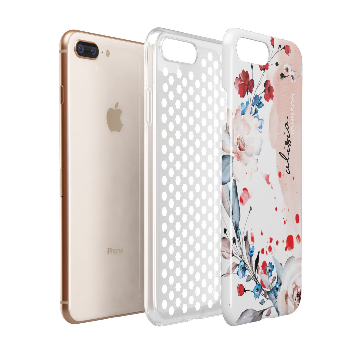 Custom Name Floral Bouquet Apple iPhone 7 8 Plus 3D Tough Case Expanded View