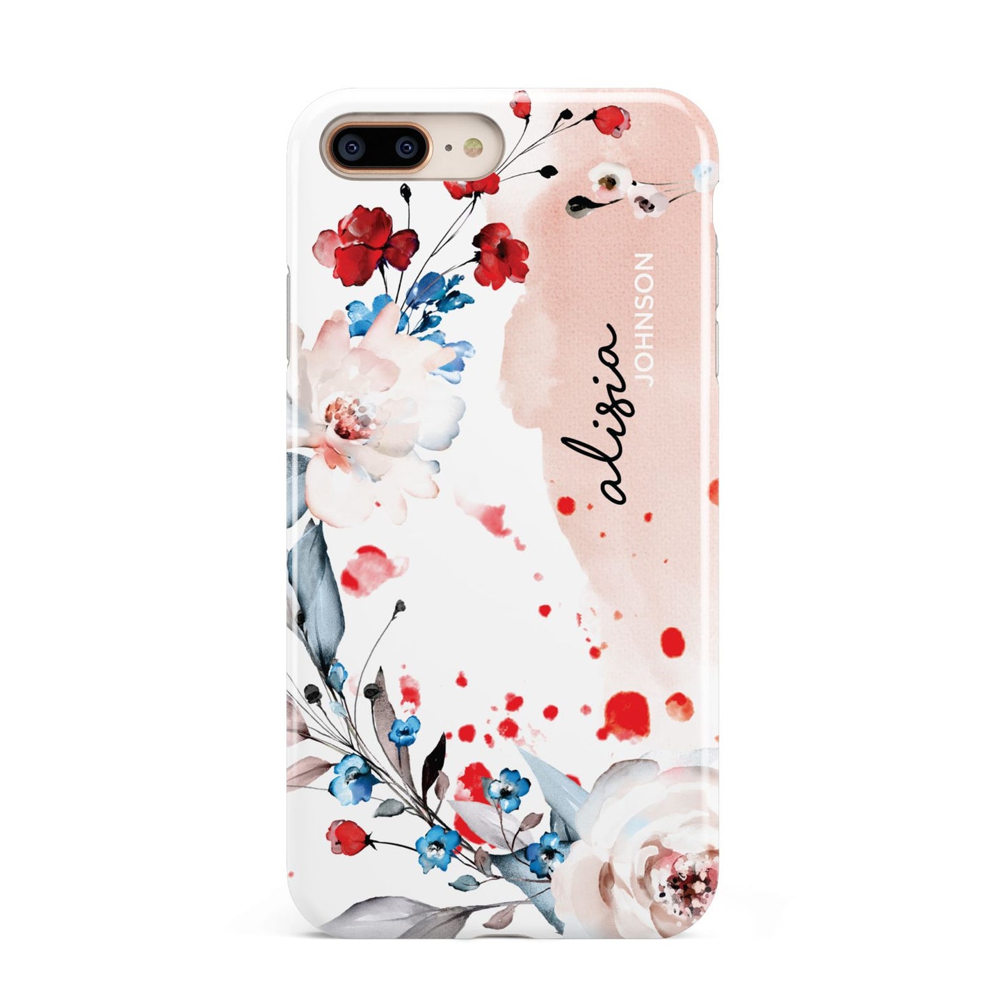 Custom Name Floral Bouquet Apple iPhone 7 8 Plus 3D Tough Case