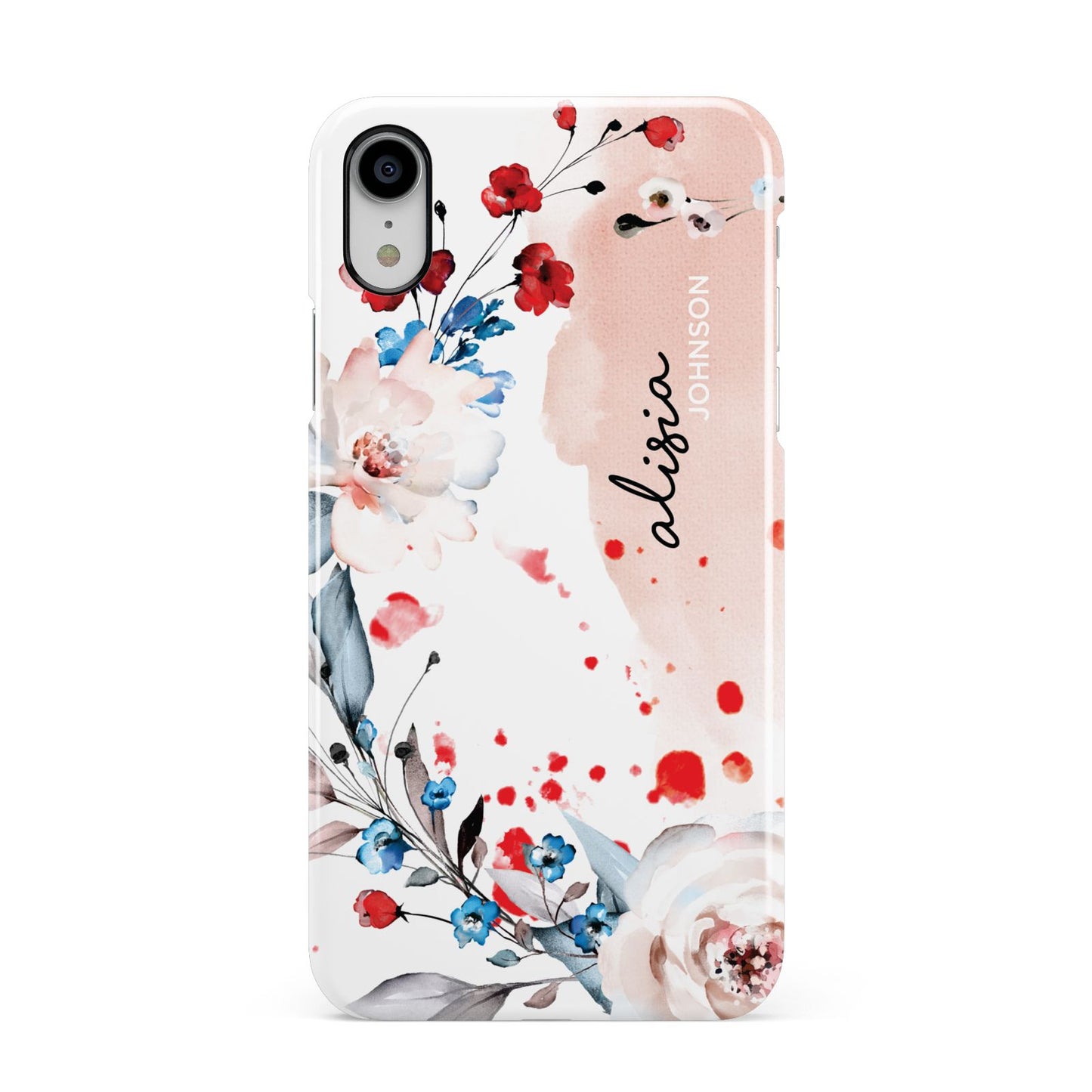 Custom Name Floral Bouquet Apple iPhone XR White 3D Snap Case