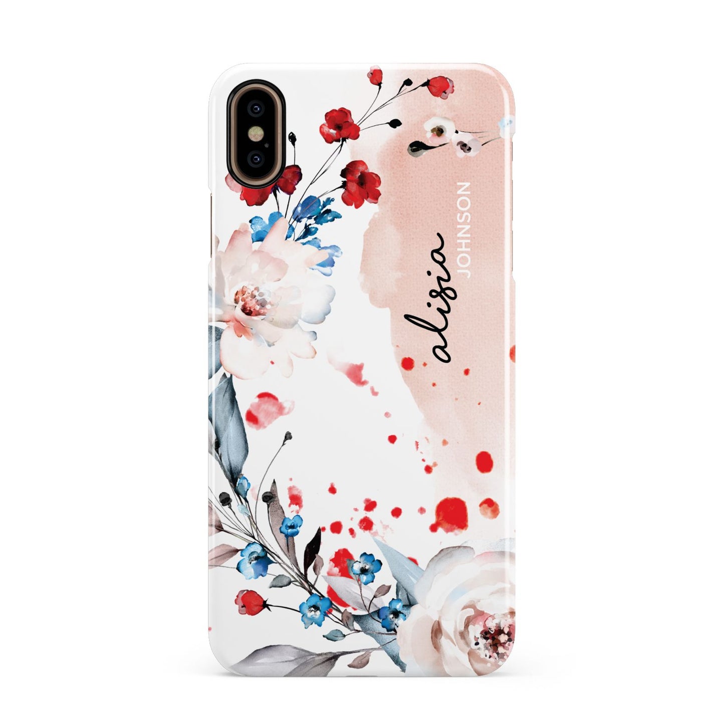 Custom Name Floral Bouquet Apple iPhone Xs Max 3D Snap Case