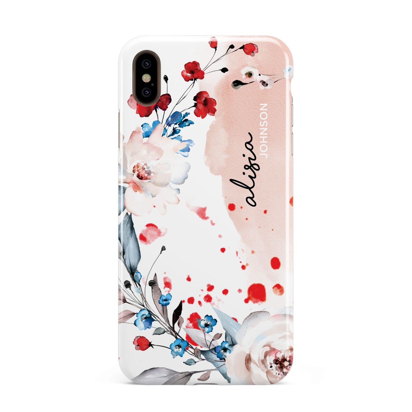 Custom Name Floral Bouquet Apple iPhone Xs Max 3D Tough Case