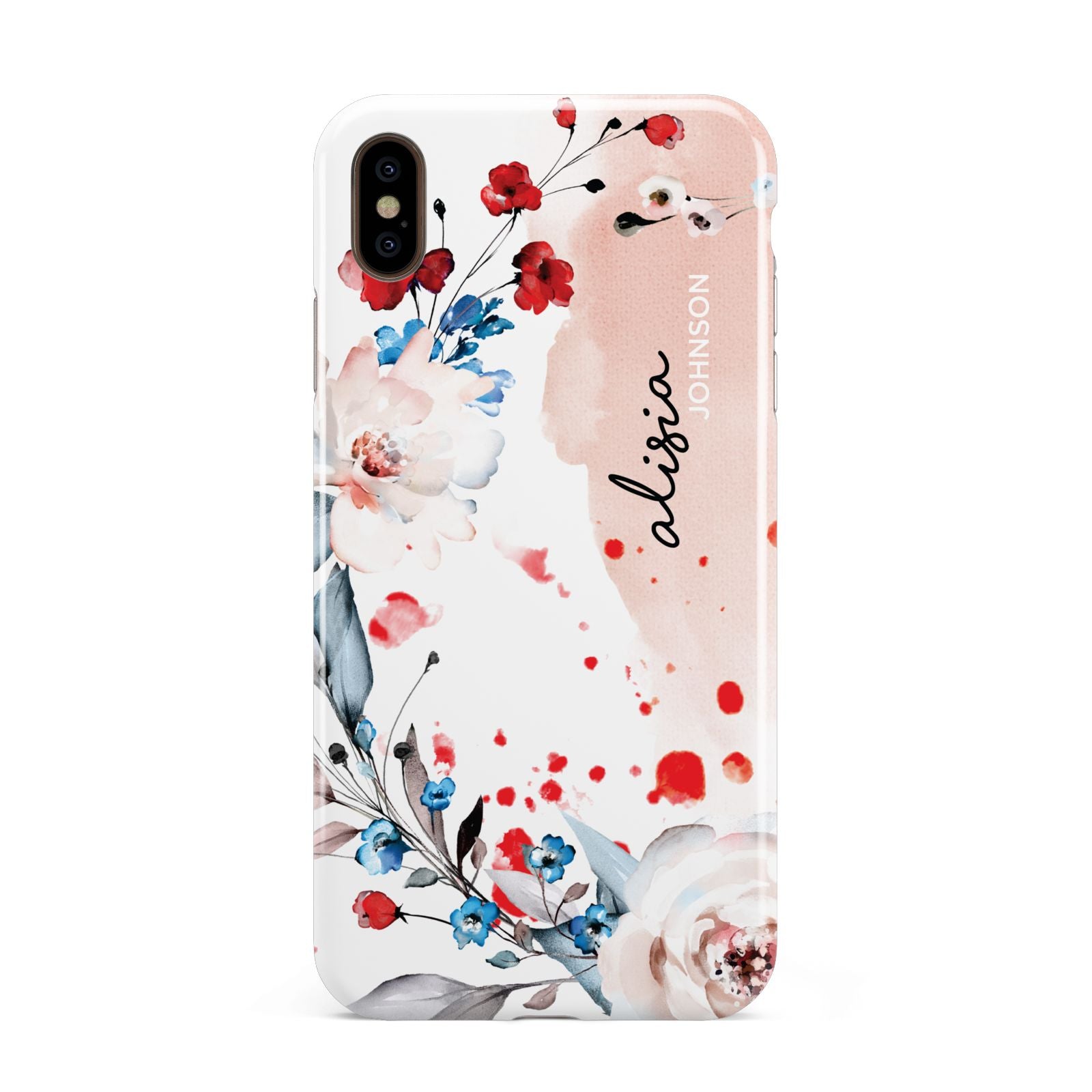 Custom Name Floral Bouquet Apple iPhone Xs Max 3D Tough Case