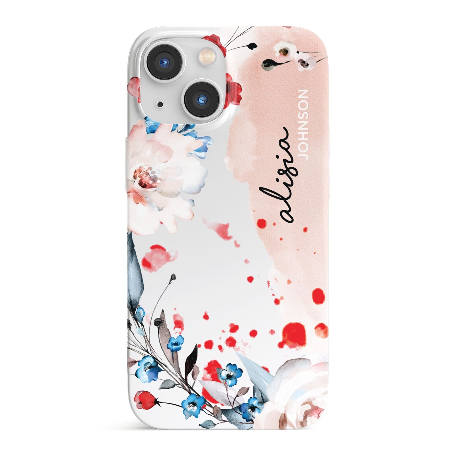 Custom Name Floral Bouquet iPhone 13 Mini Full Wrap 3D Snap Case