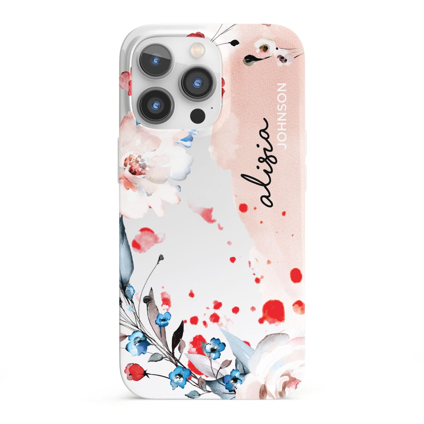 Custom Name Floral Bouquet iPhone 13 Pro Full Wrap 3D Snap Case