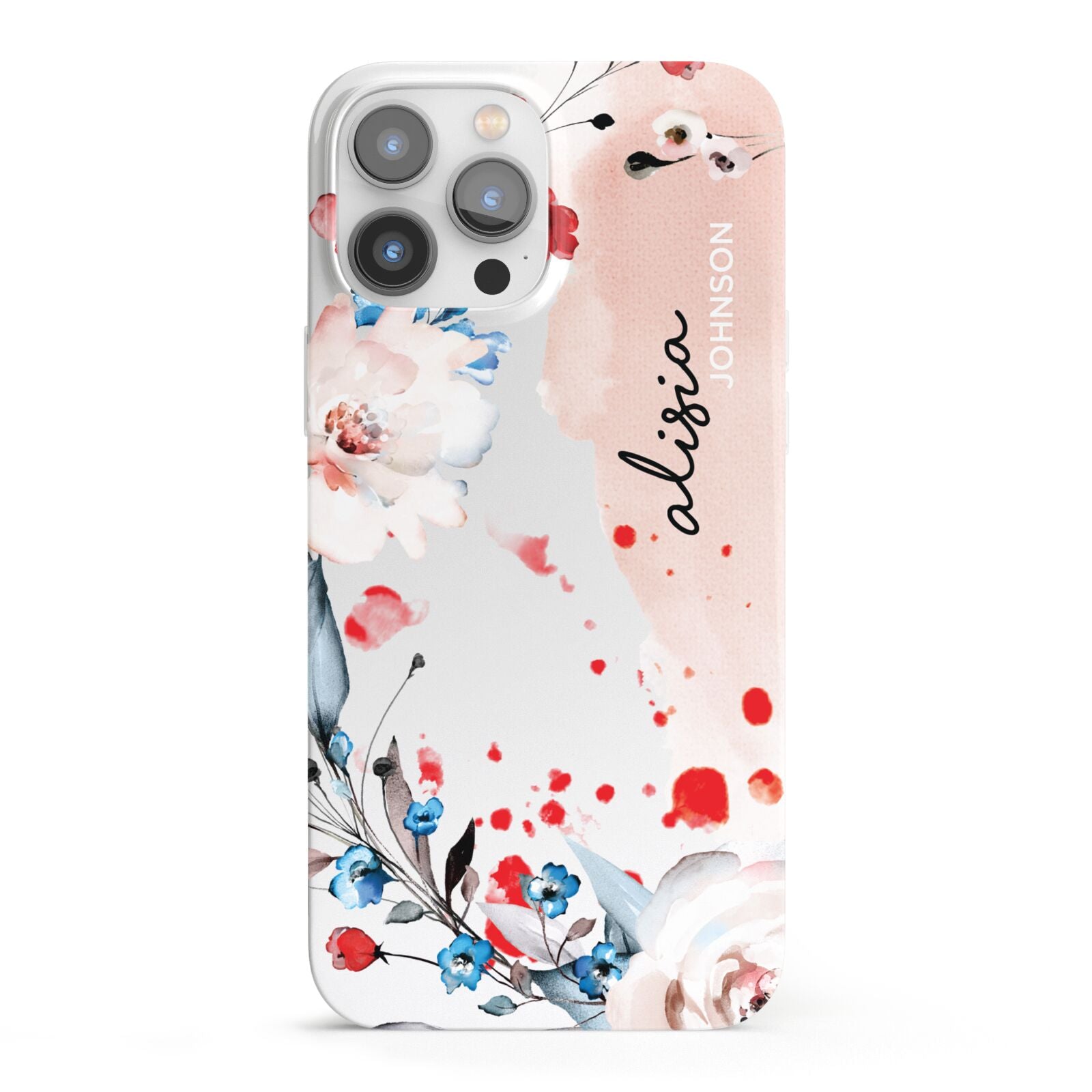 Custom Name Floral Bouquet iPhone 13 Pro Max Full Wrap 3D Snap Case