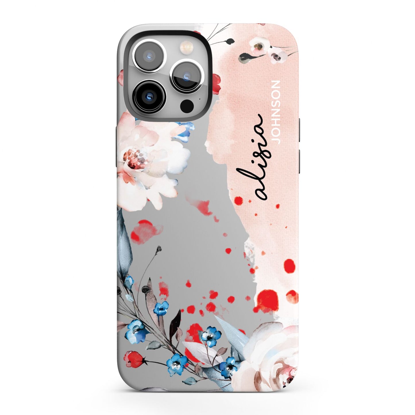 Custom Name Floral Bouquet iPhone 13 Pro Max Full Wrap 3D Tough Case