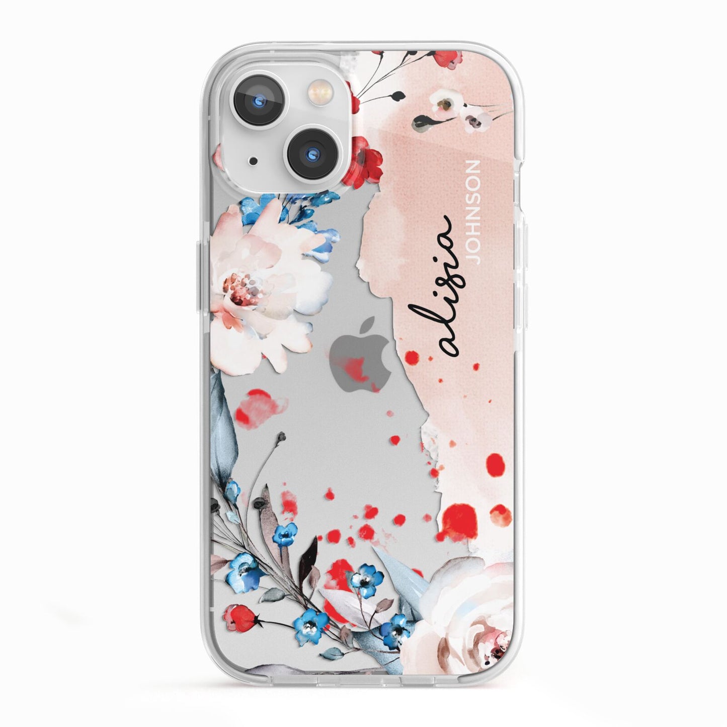 Custom Name Floral Bouquet iPhone 13 TPU Impact Case with White Edges
