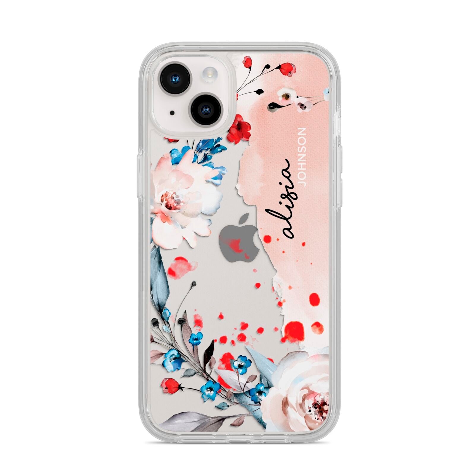 Custom Name Floral Bouquet iPhone 14 Plus Clear Tough Case Starlight