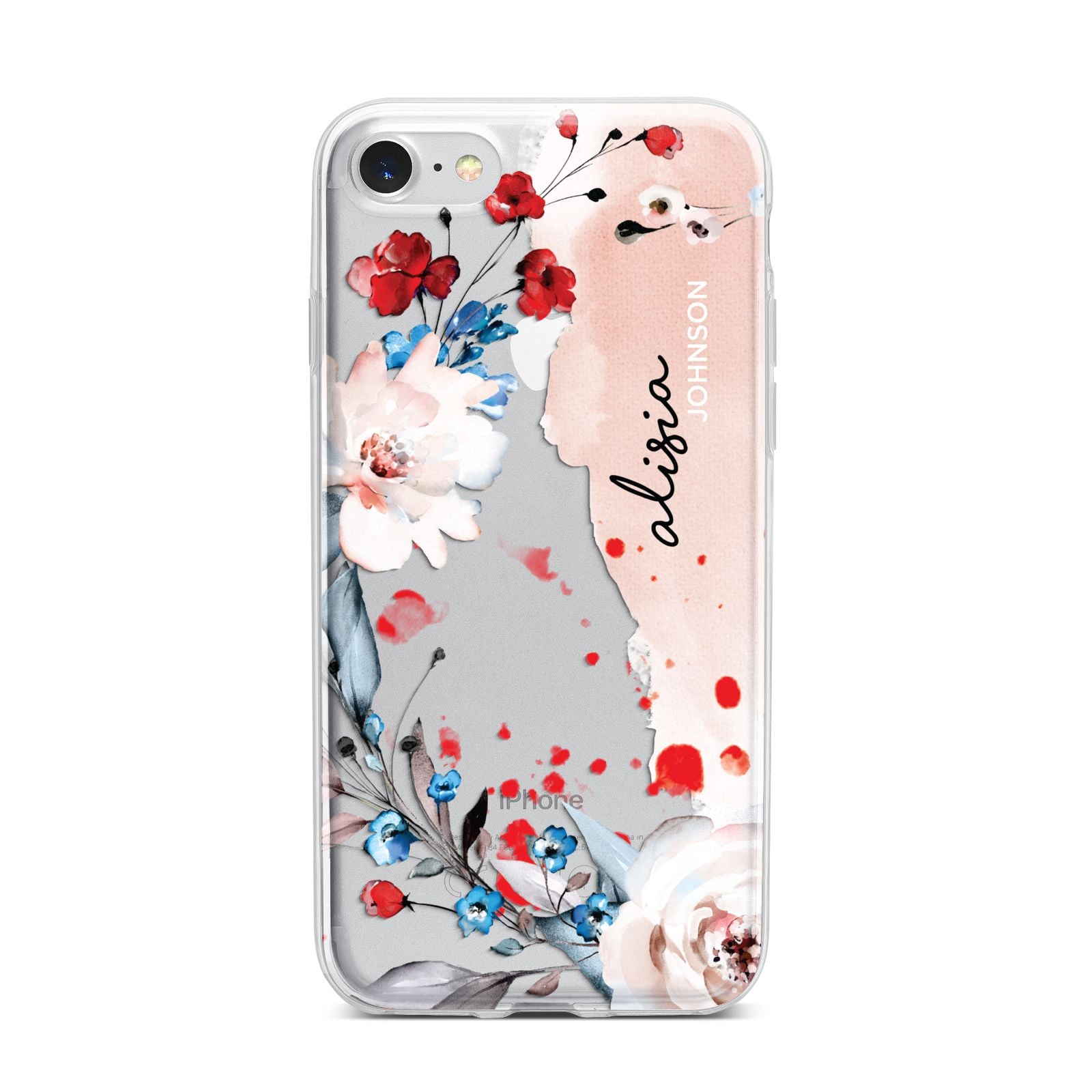 Custom Name Floral Bouquet iPhone 7 Bumper Case on Silver iPhone