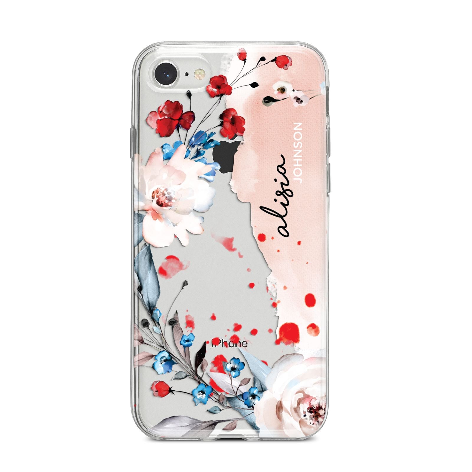 Custom Name Floral Bouquet iPhone 8 Bumper Case on Silver iPhone