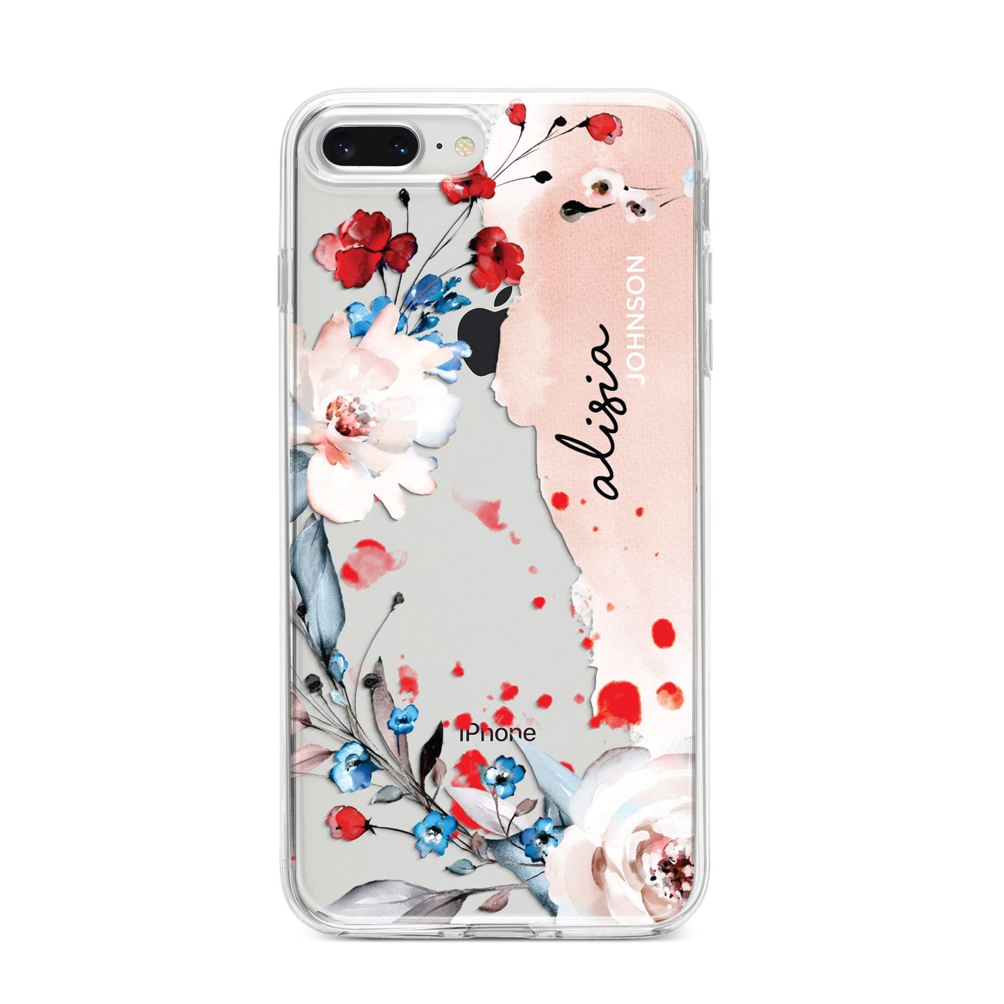 Custom Name Floral Bouquet iPhone 8 Plus Bumper Case on Silver iPhone