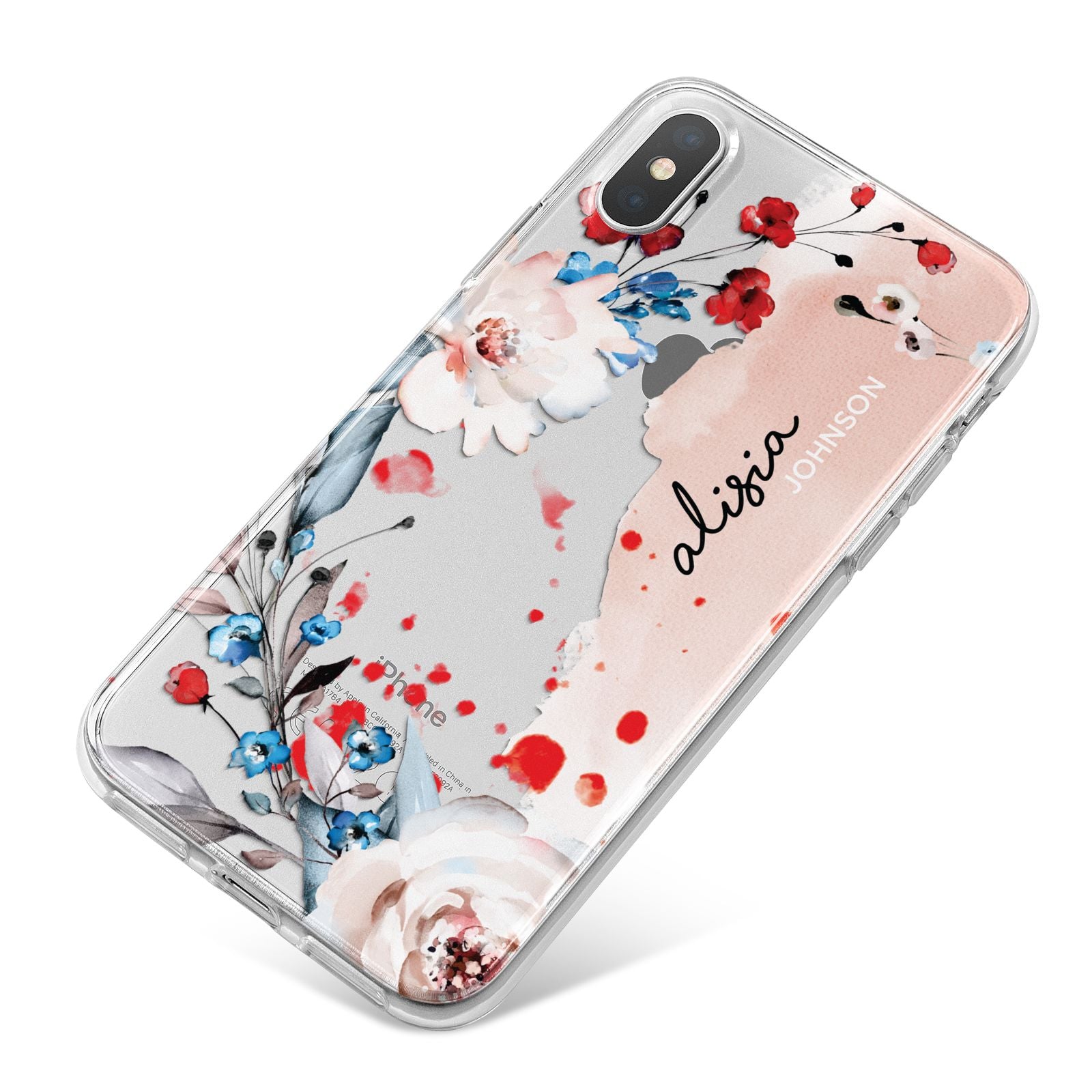 Custom Name Floral Bouquet iPhone X Bumper Case on Silver iPhone
