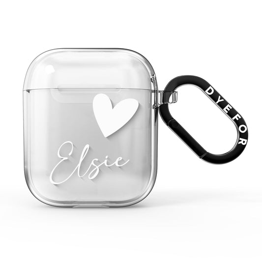 Custom Name Heart AirPods Clear Case