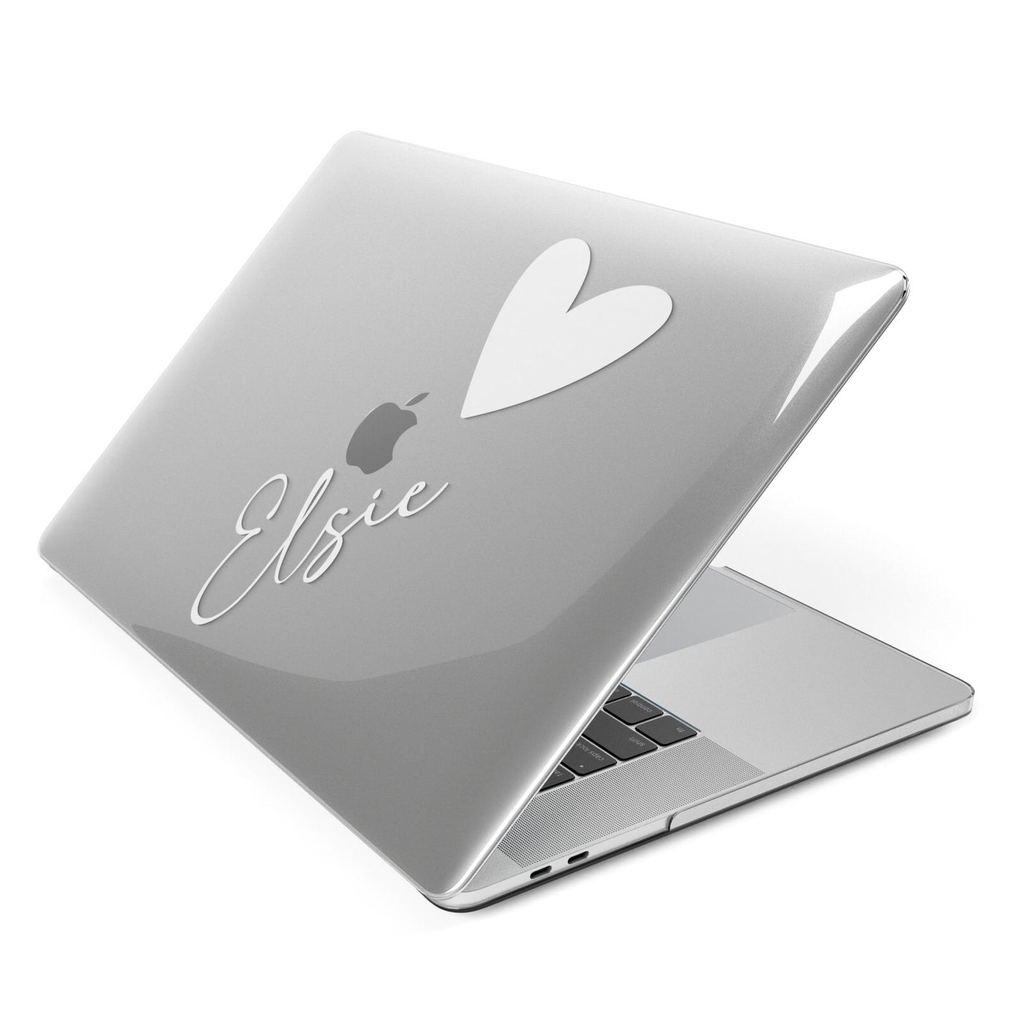 Custom Name Heart Apple MacBook Case Side View