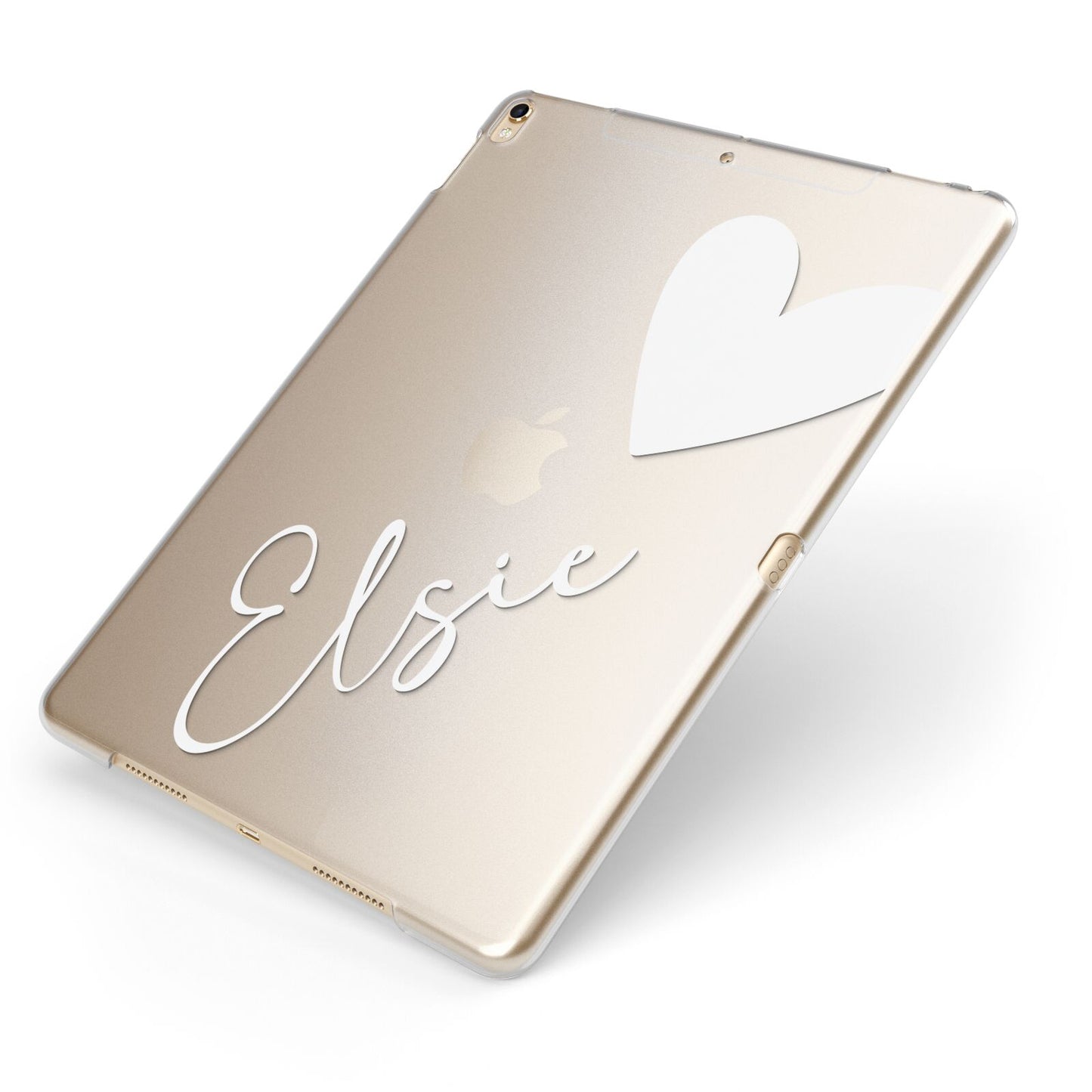 Custom Name Heart Apple iPad Case on Gold iPad Side View