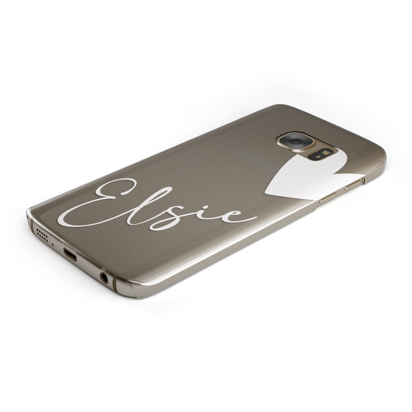 Custom Name Heart Protective Samsung Galaxy Case Angled Image