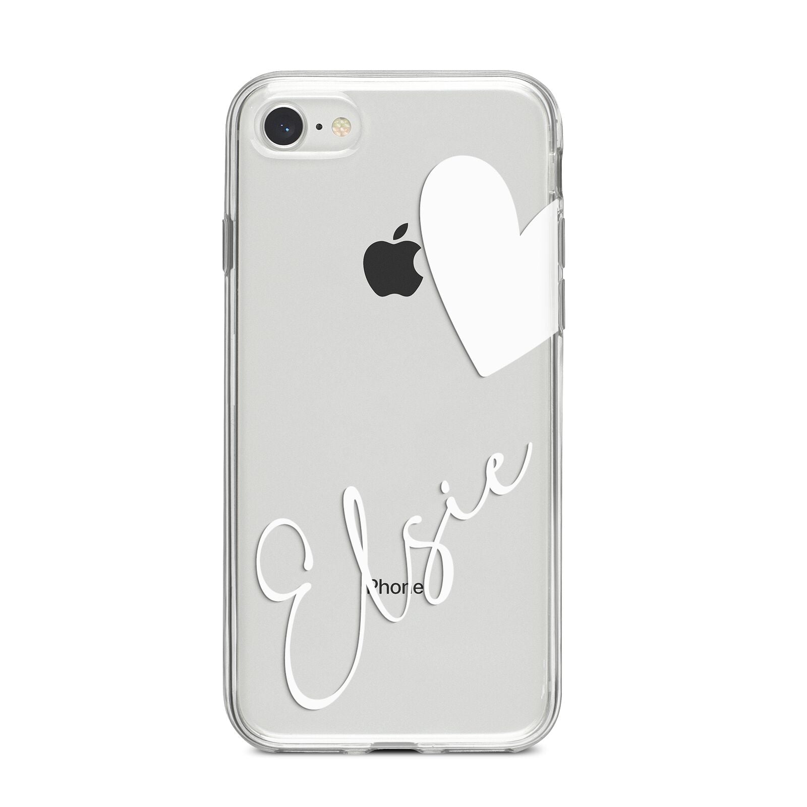 Custom Name Heart iPhone 8 Bumper Case on Silver iPhone