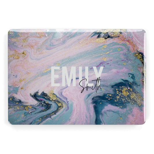 Custom Name Purple Gold Glitter Marble Apple MacBook Case