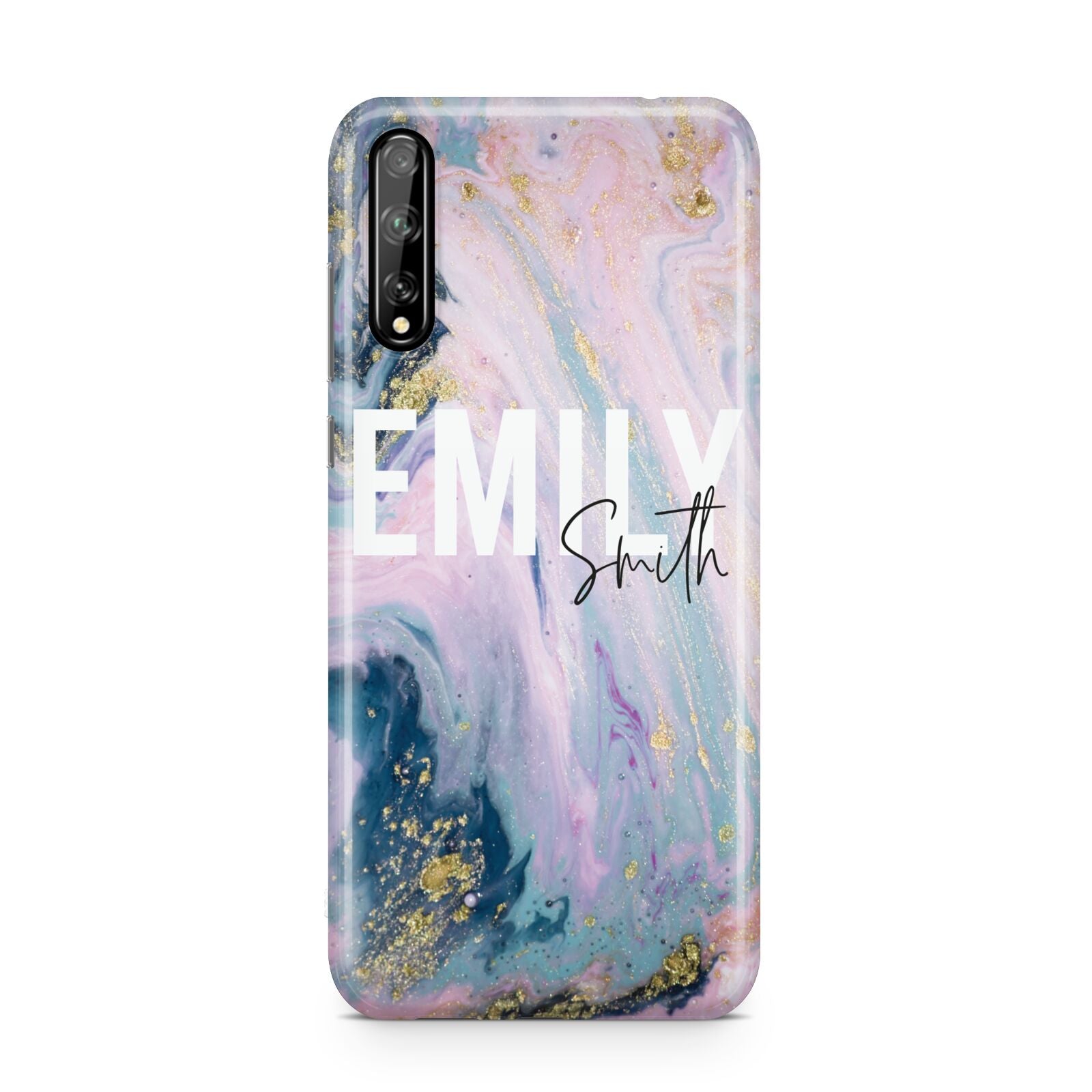 Custom Name Purple Gold Glitter Marble Huawei Enjoy 10s Phone Case