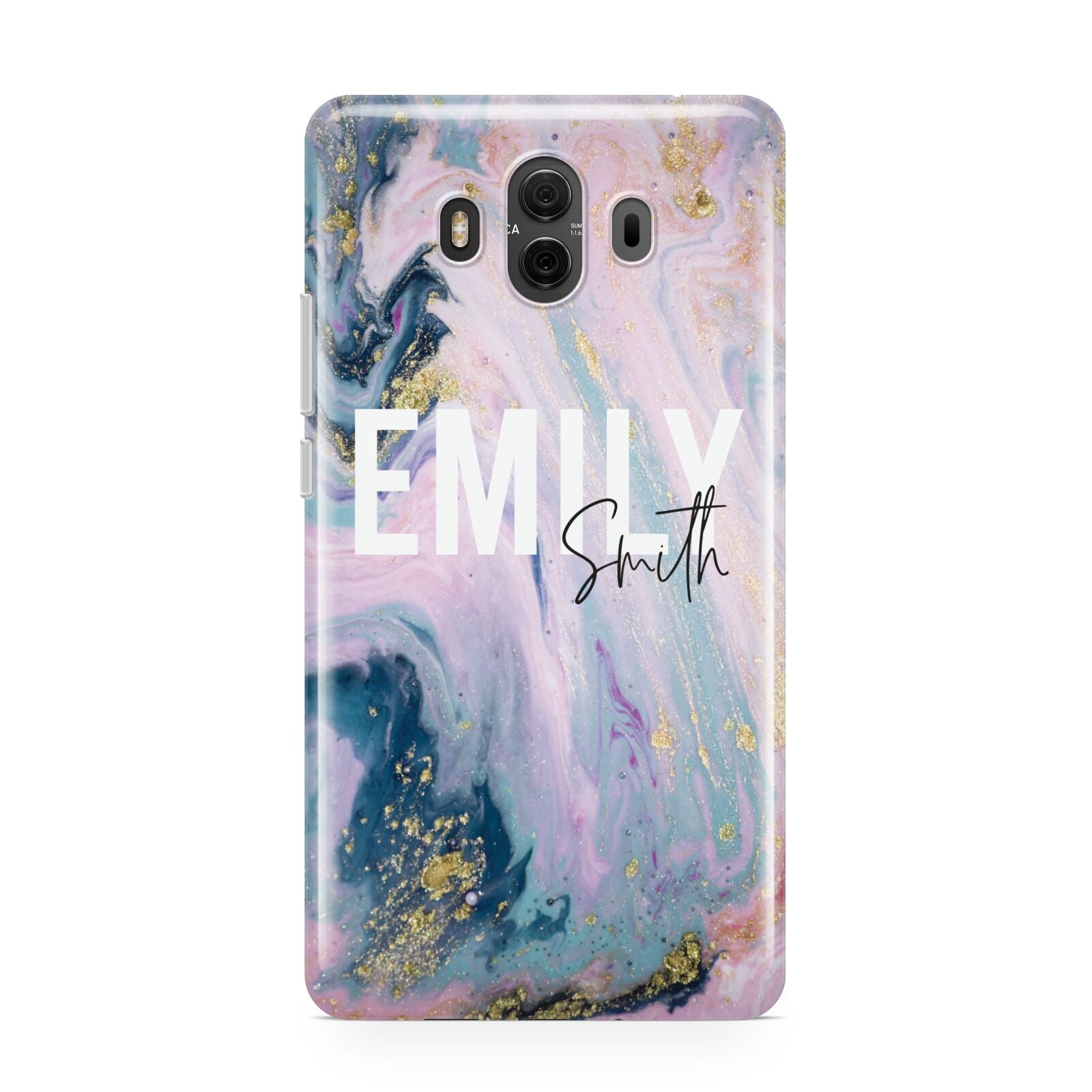 Custom Name Purple Gold Glitter Marble Huawei Mate 10 Protective Phone Case