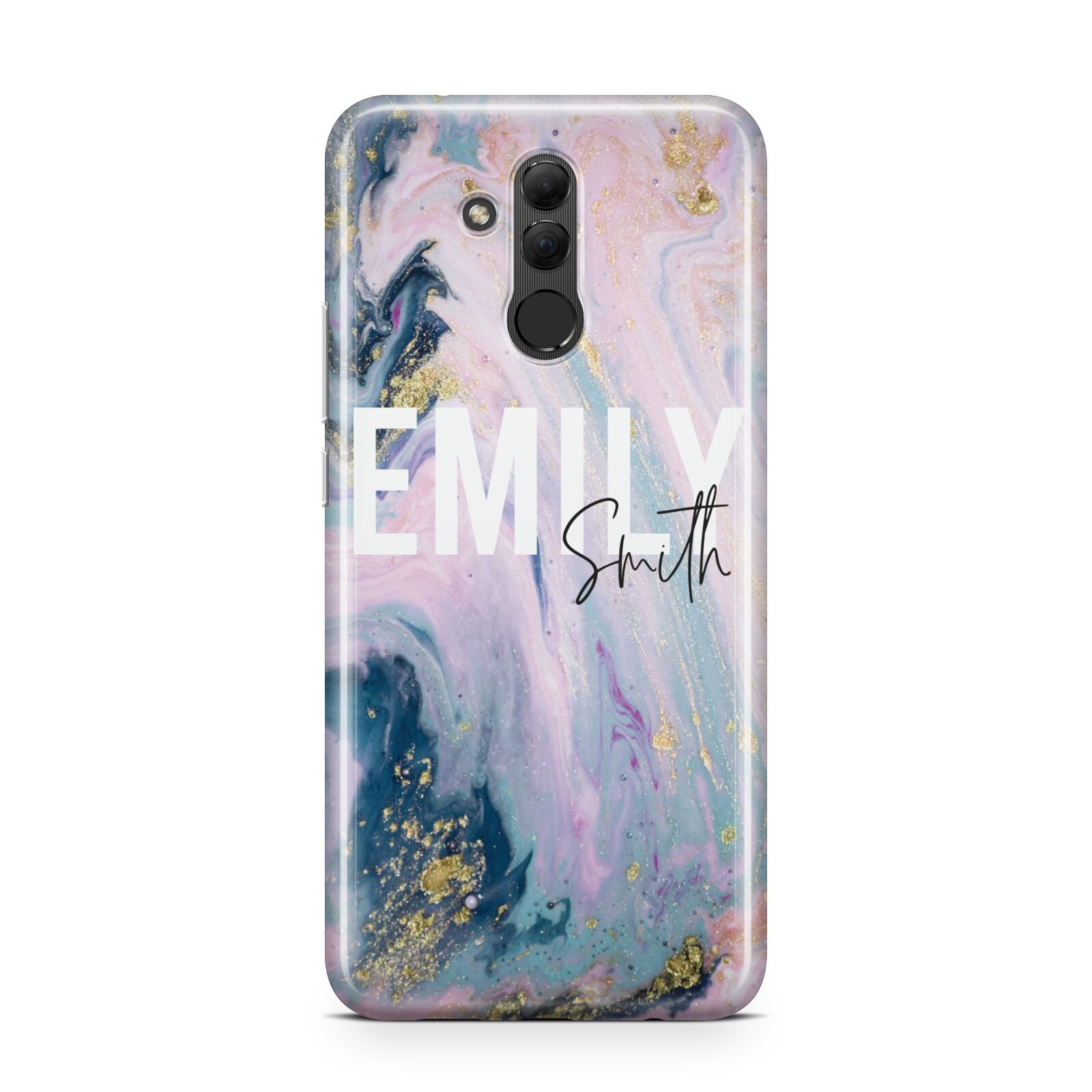 Custom Name Purple Gold Glitter Marble Huawei Mate 20 Lite