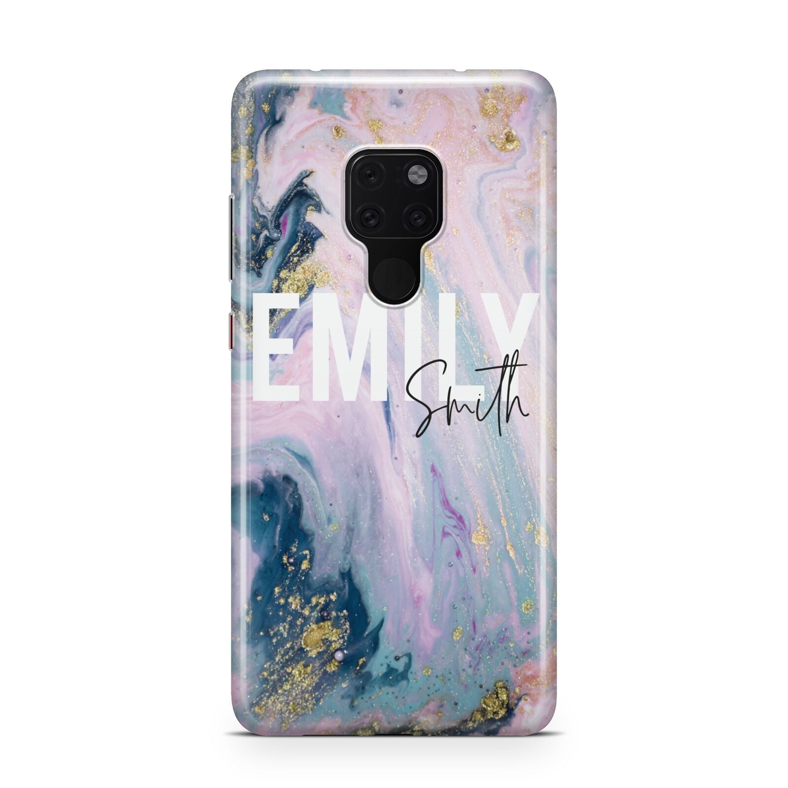 Custom Name Purple Gold Glitter Marble Huawei Mate 20 Phone Case