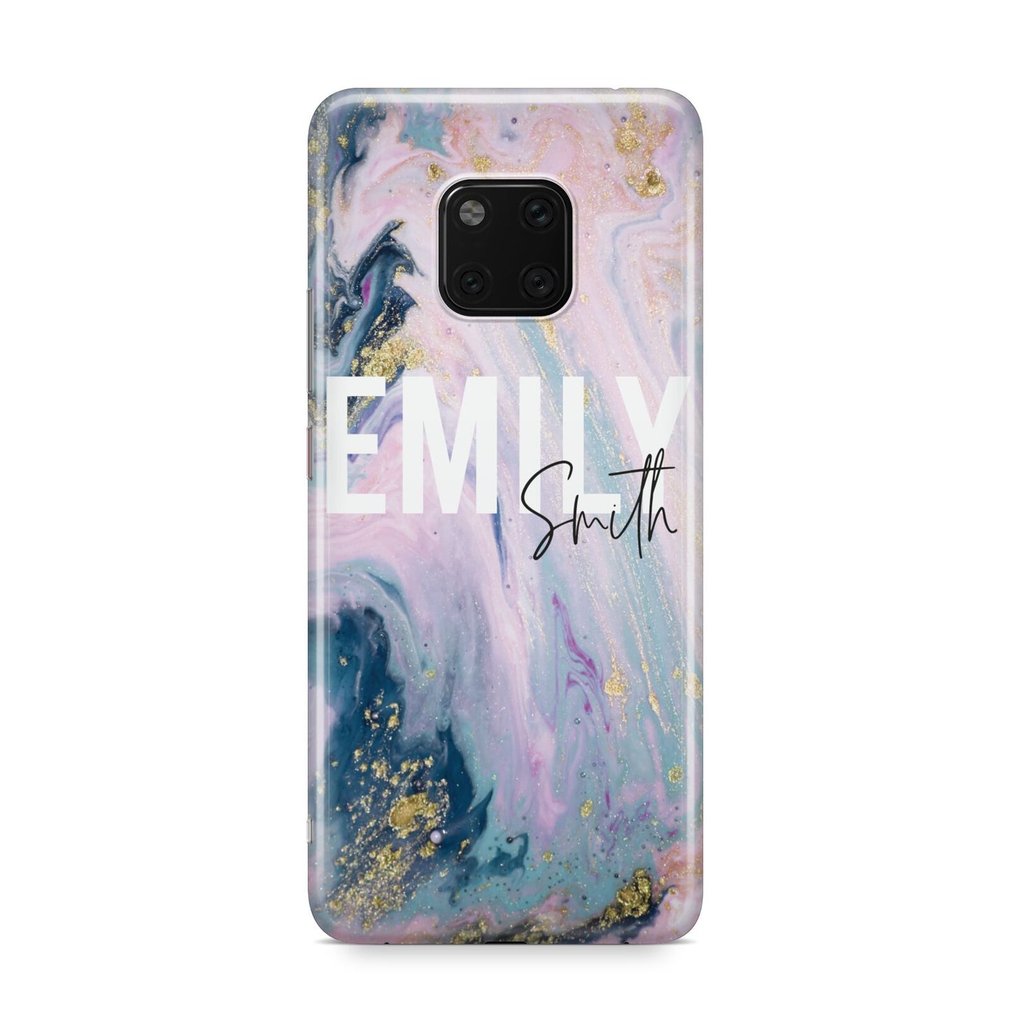 Custom Name Purple Gold Glitter Marble Huawei Mate 20 Pro Phone Case