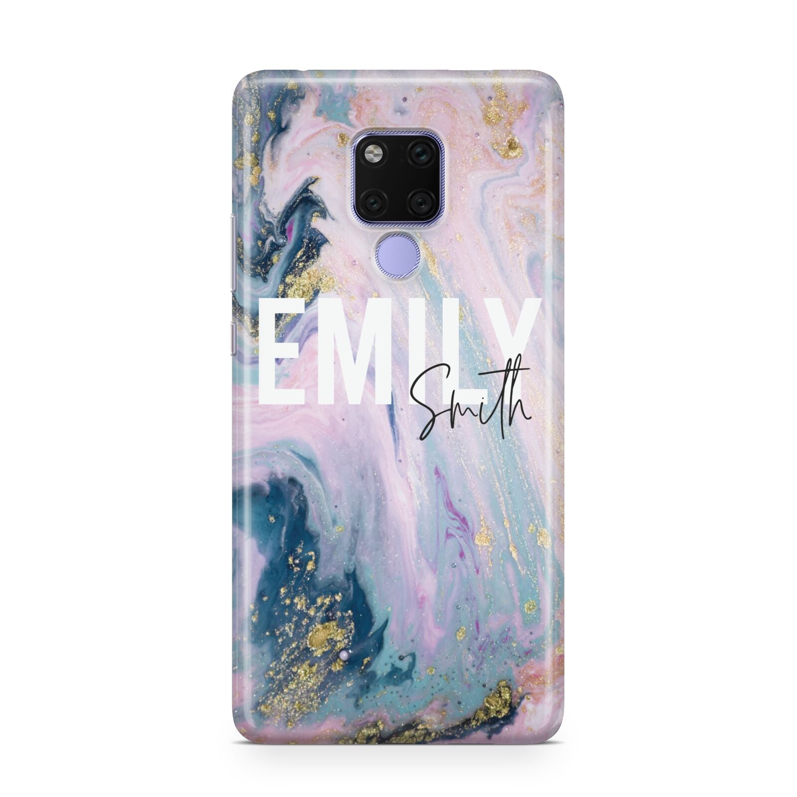 Custom Name Purple Gold Glitter Marble Huawei Mate 20X Phone Case