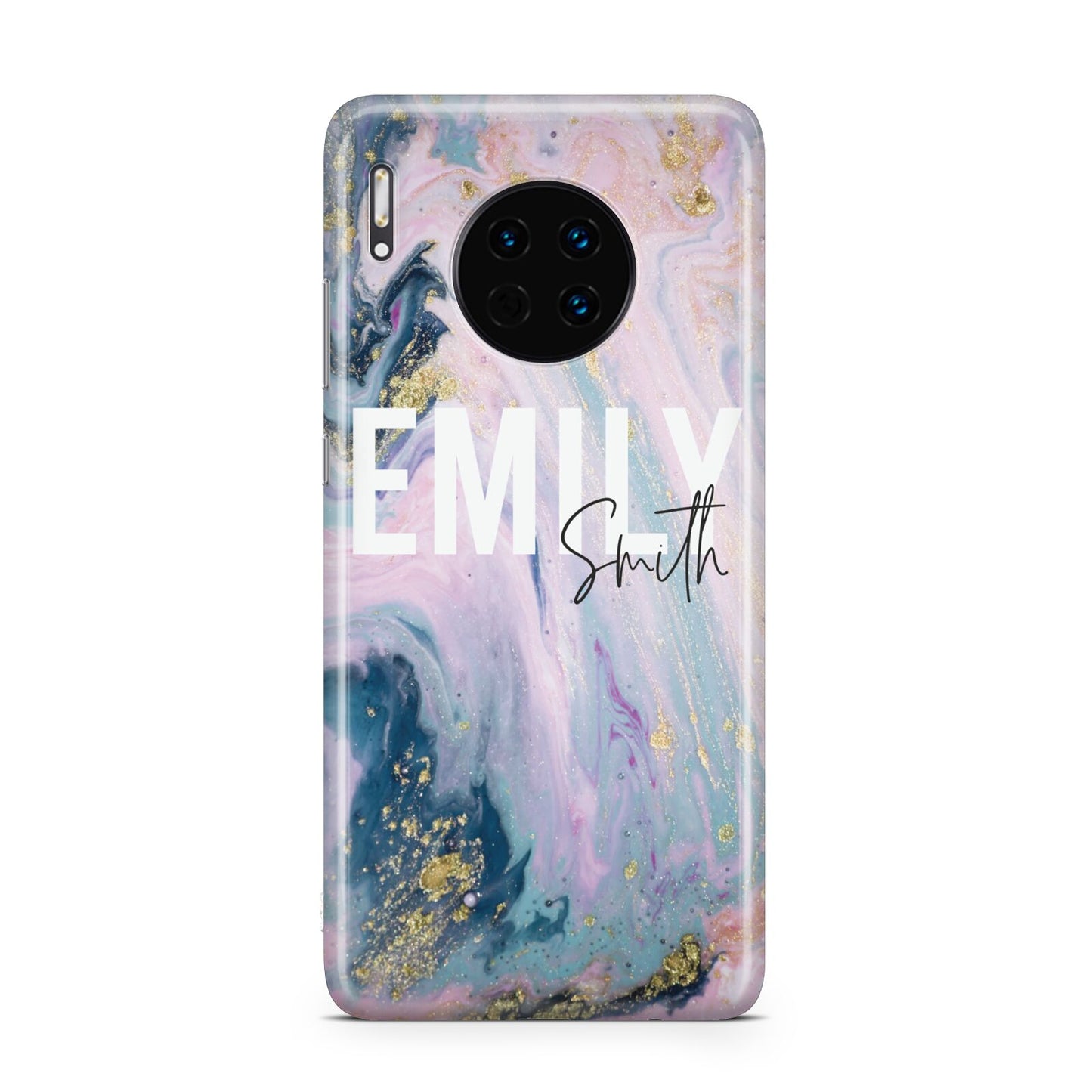 Custom Name Purple Gold Glitter Marble Huawei Mate 30