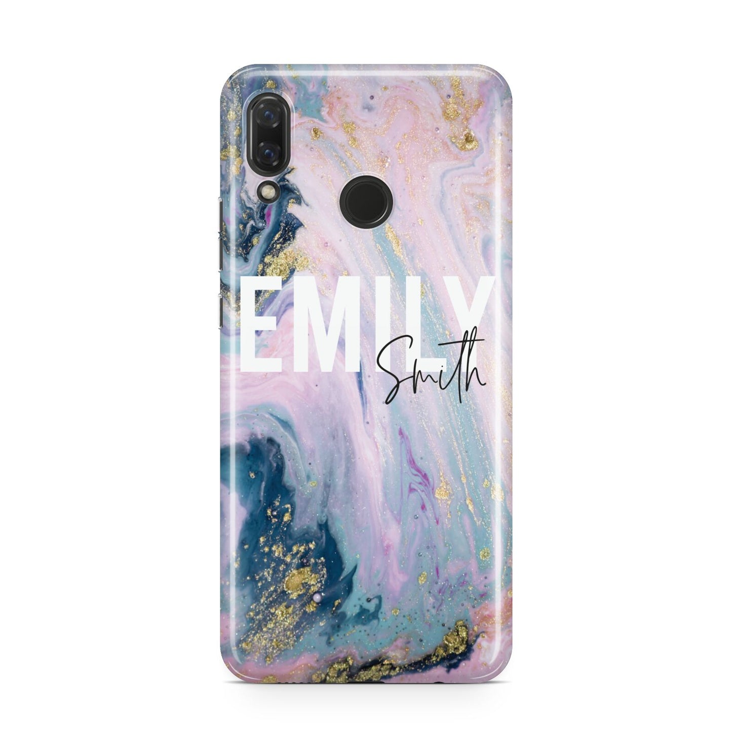 Custom Name Purple Gold Glitter Marble Huawei Nova 3 Phone Case