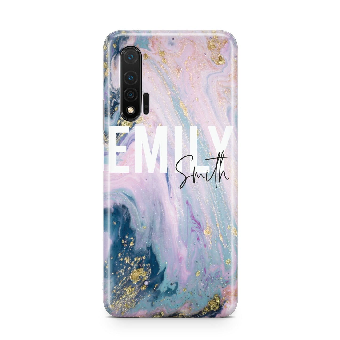 Custom Name Purple Gold Glitter Marble Huawei Nova 6 Phone Case