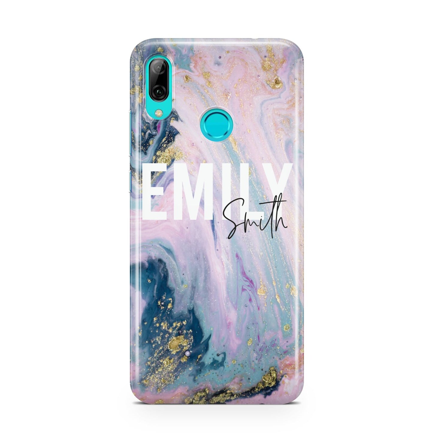 Custom Name Purple Gold Glitter Marble Huawei P Smart 2019 Case