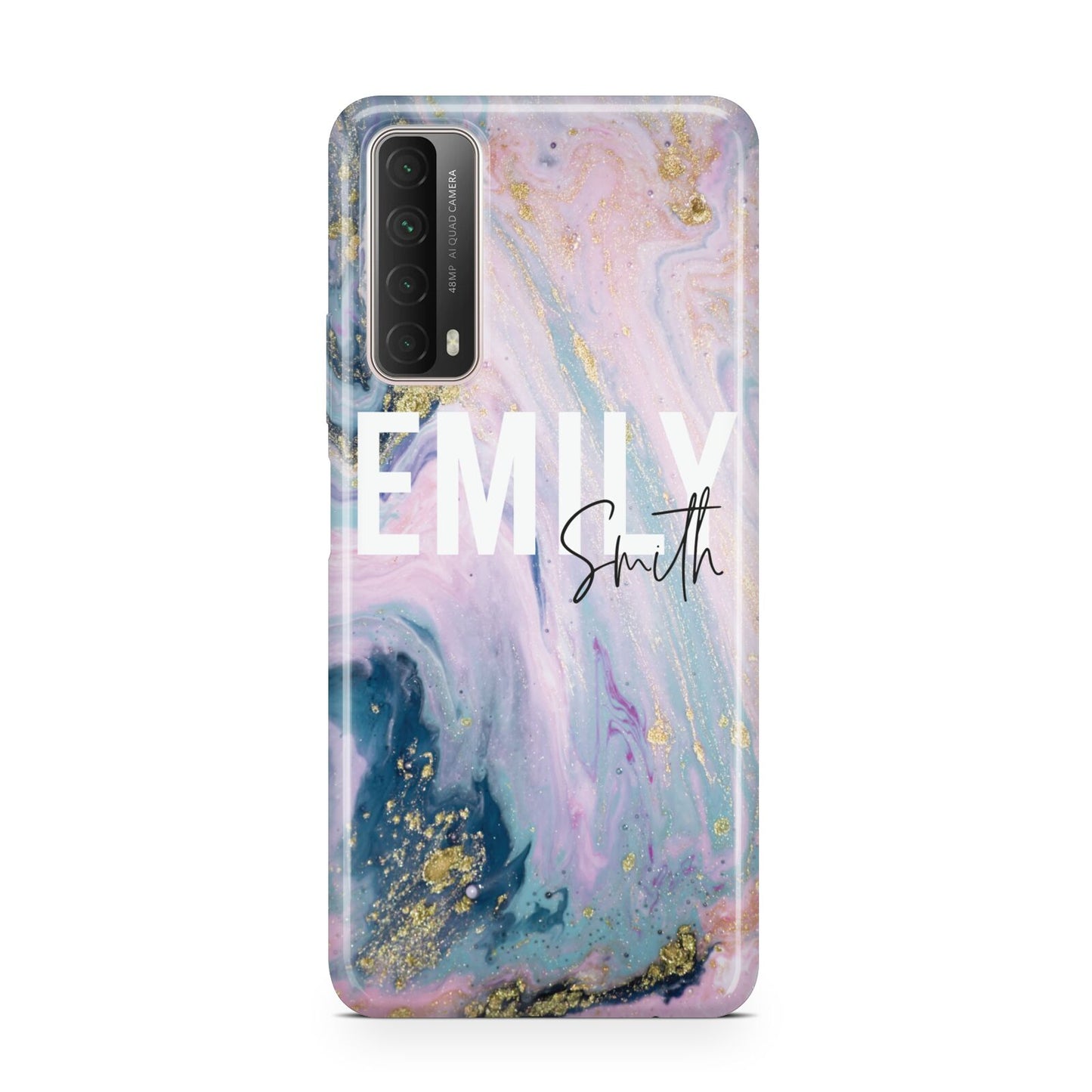 Custom Name Purple Gold Glitter Marble Huawei P Smart 2021