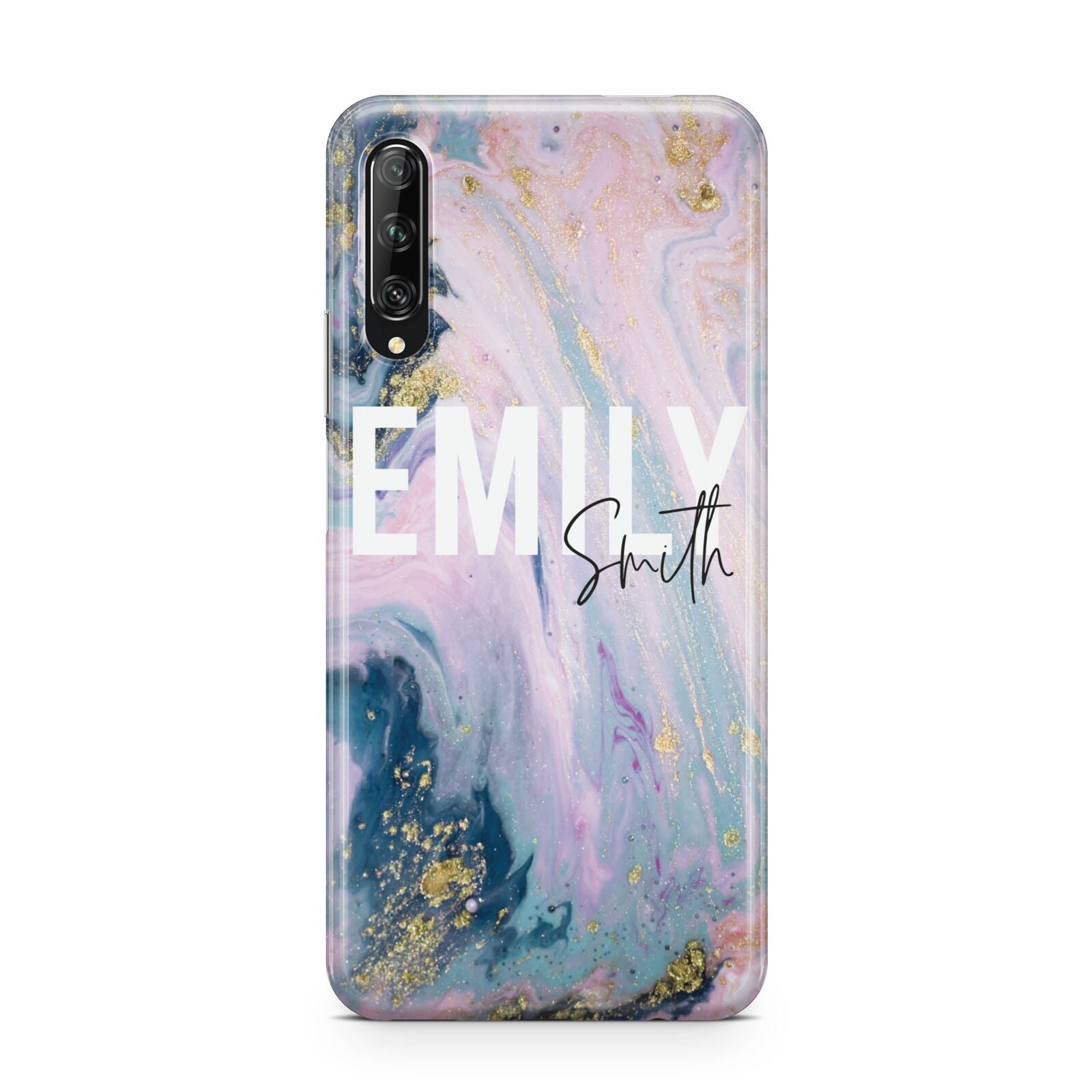 Custom Name Purple Gold Glitter Marble Huawei P Smart Pro 2019