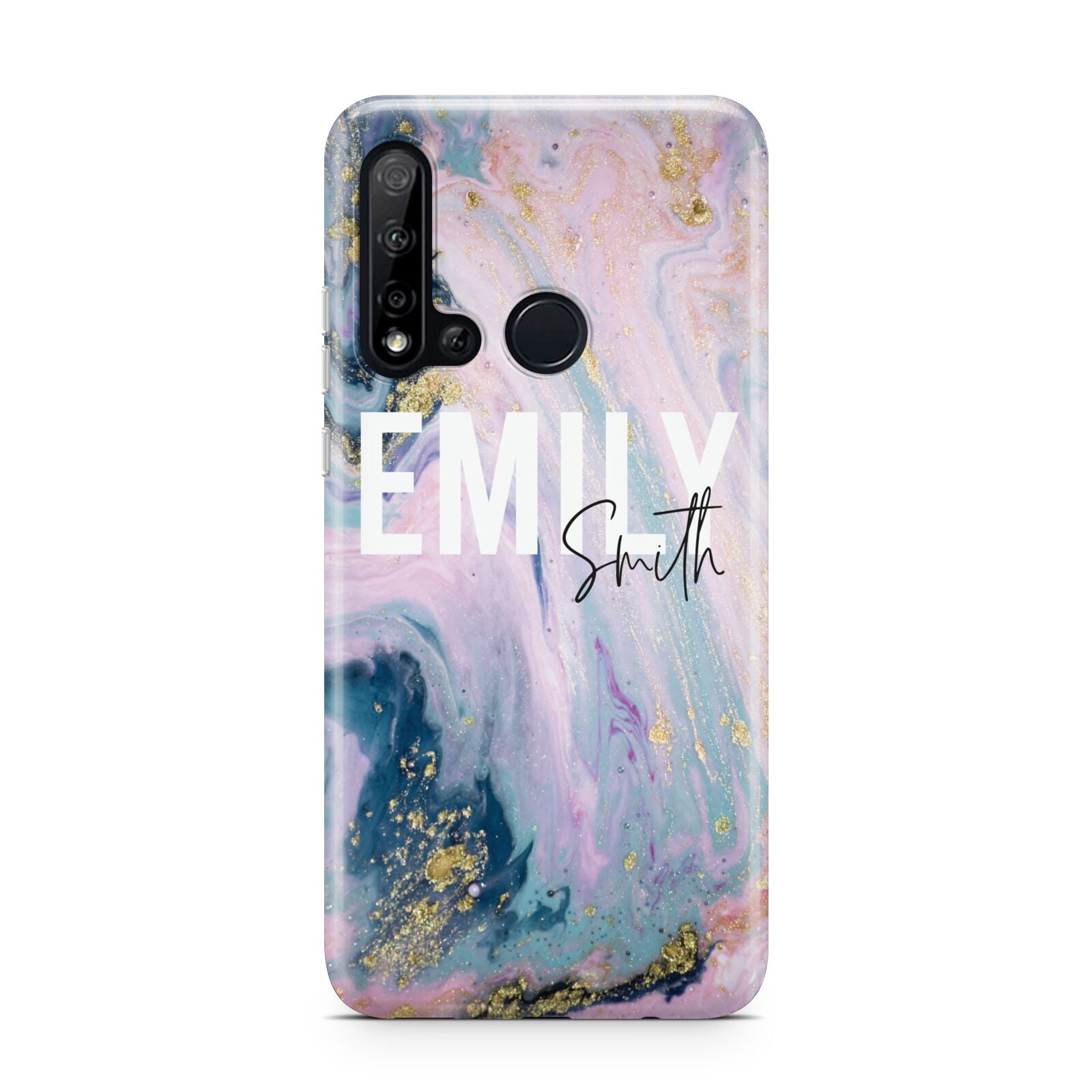 Custom Name Purple Gold Glitter Marble Huawei P20 Lite 5G Phone Case