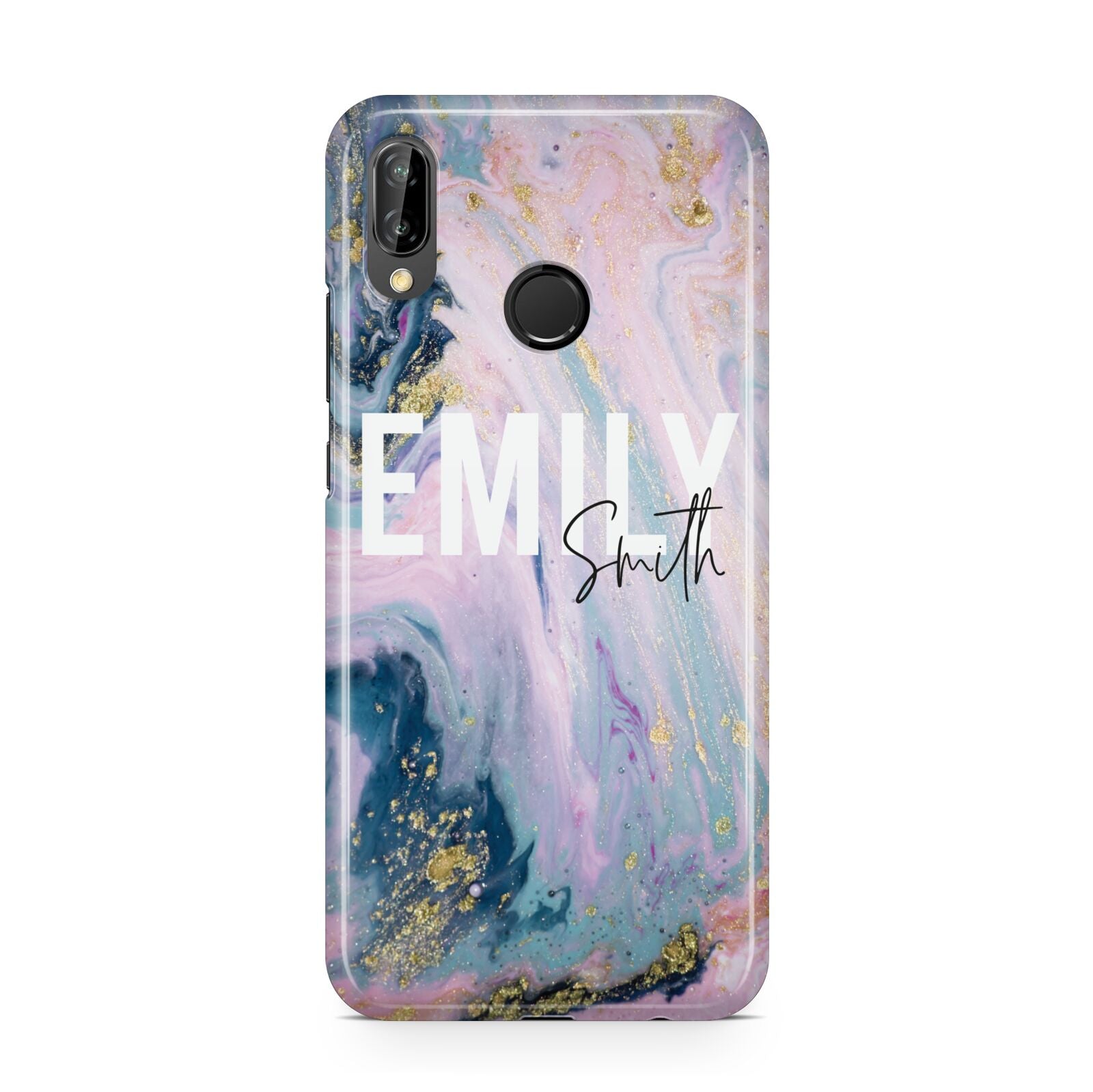 Custom Name Purple Gold Glitter Marble Huawei P20 Lite Phone Case