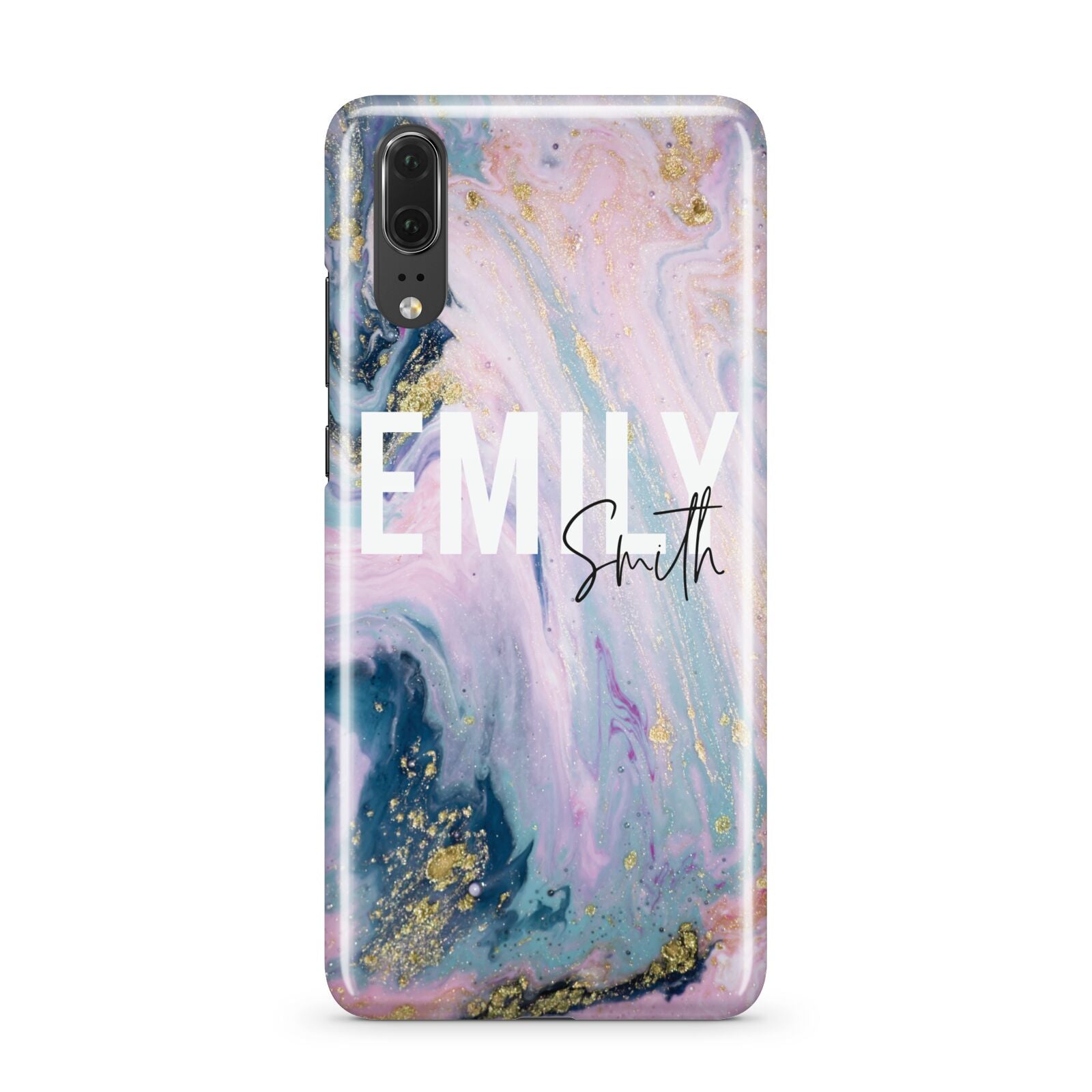 Custom Name Purple Gold Glitter Marble Huawei P20 Phone Case