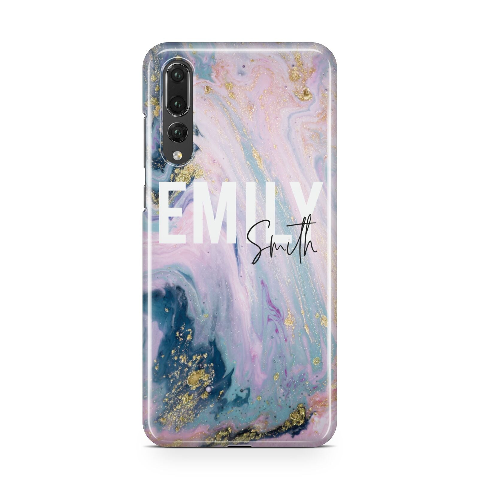 Custom Name Purple Gold Glitter Marble Huawei P20 Pro Phone Case