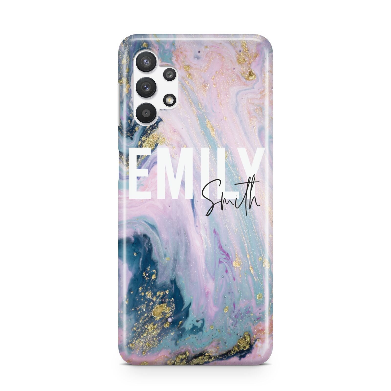 Custom Name Purple Gold Glitter Marble Samsung A32 5G Case