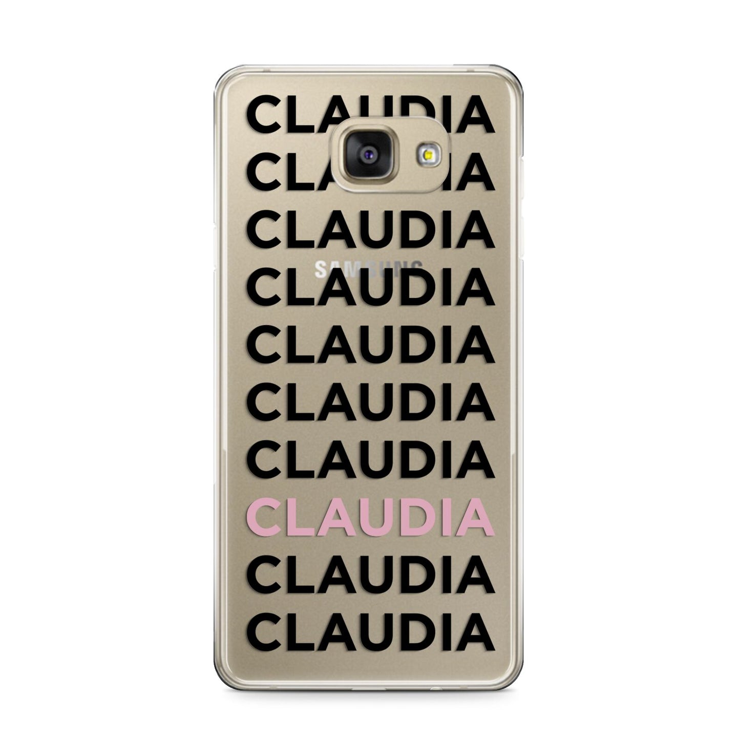 Custom Name Repeat Samsung Galaxy A9 2016 Case on gold phone