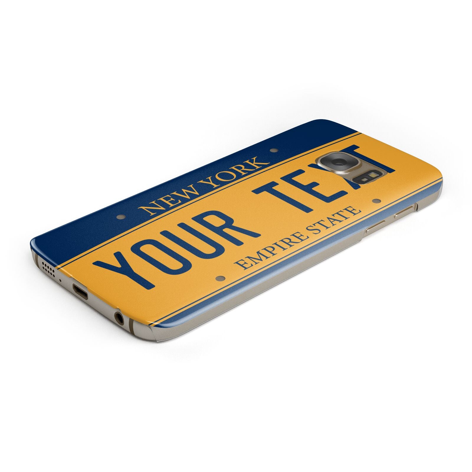 Custom New York License Plate Protective Samsung Galaxy Case Angled Image