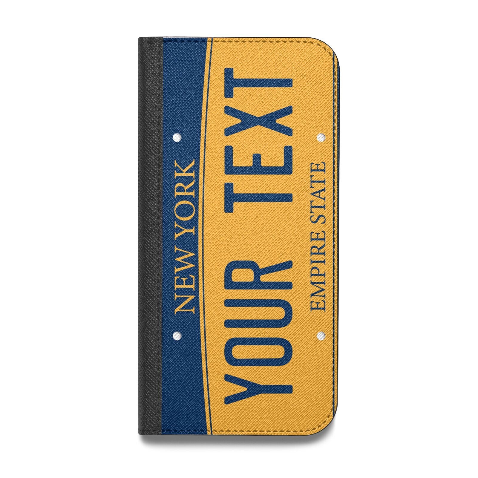 Custom New York License Plate Vegan Leather Flip iPhone Case