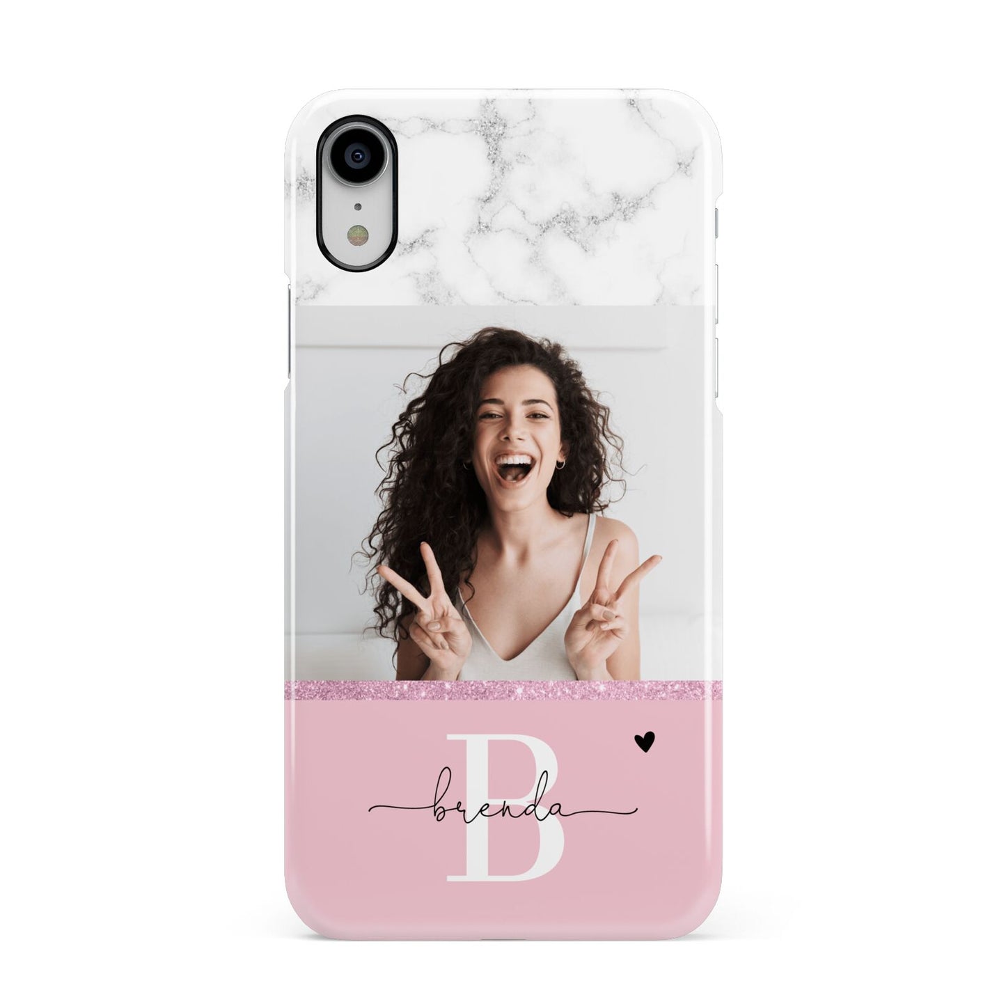 Custom Photo Marble Apple iPhone XR White 3D Snap Case