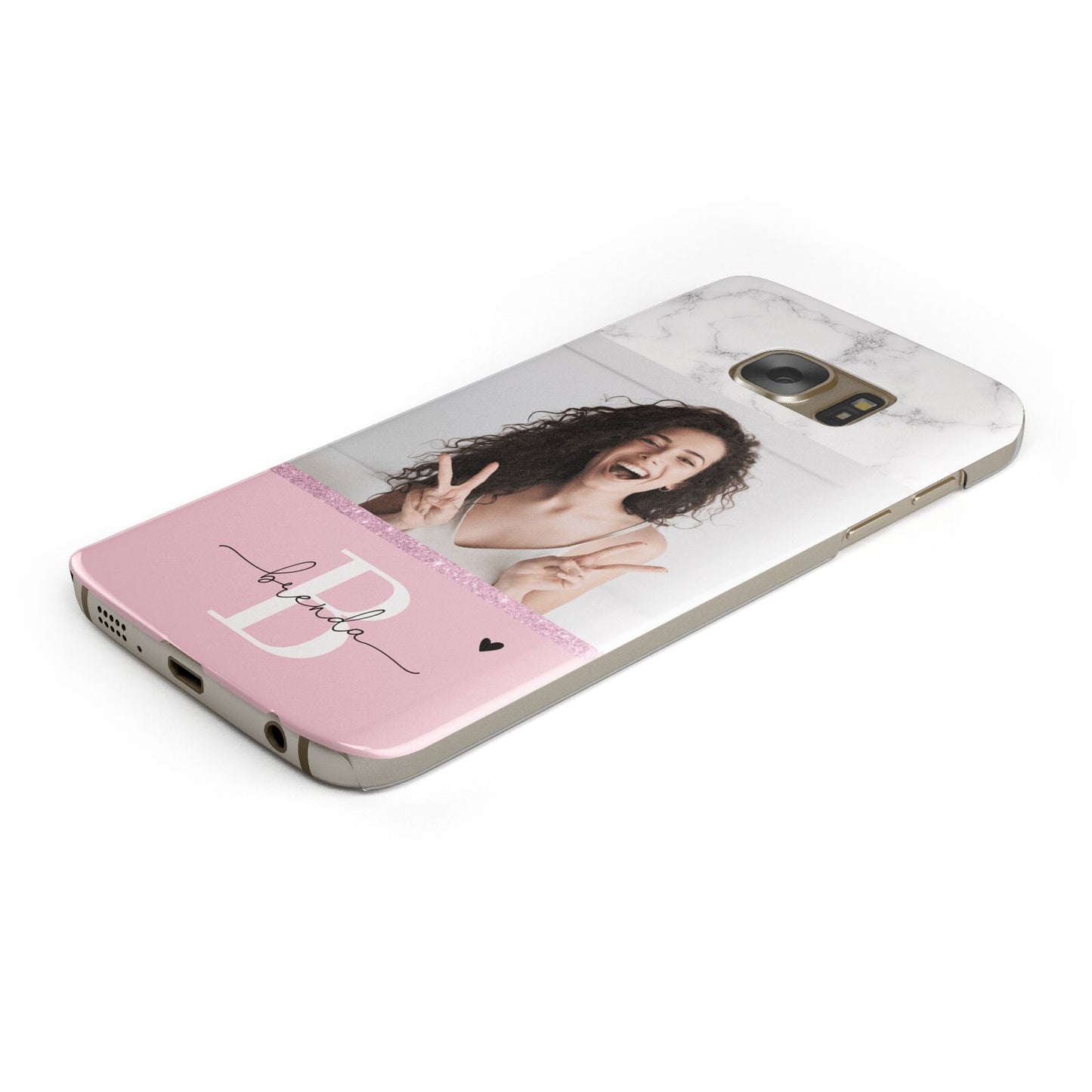 Custom Photo Marble Protective Samsung Galaxy Case Angled Image