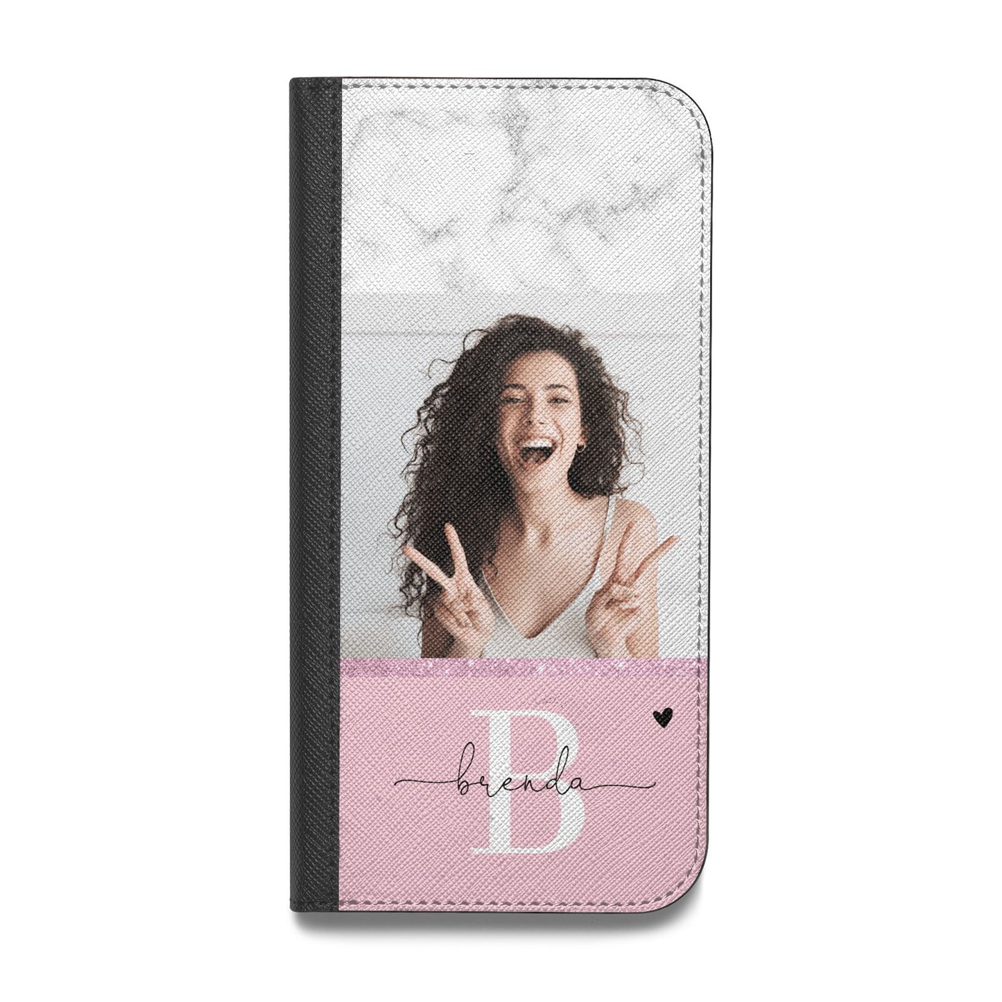 Custom Photo Marble Vegan Leather Flip iPhone Case