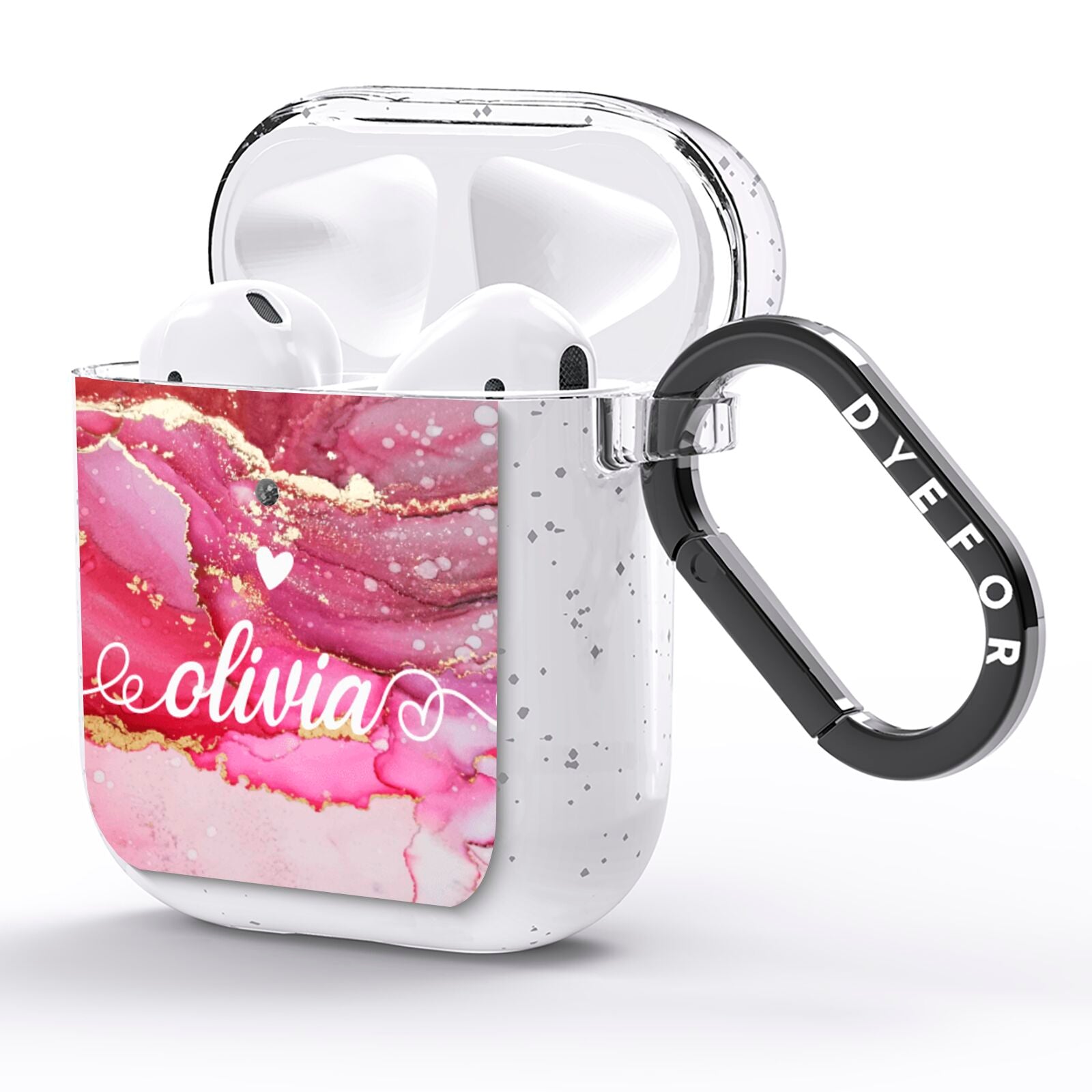 Custom Pink Marble AirPods Glitter Case Side Image