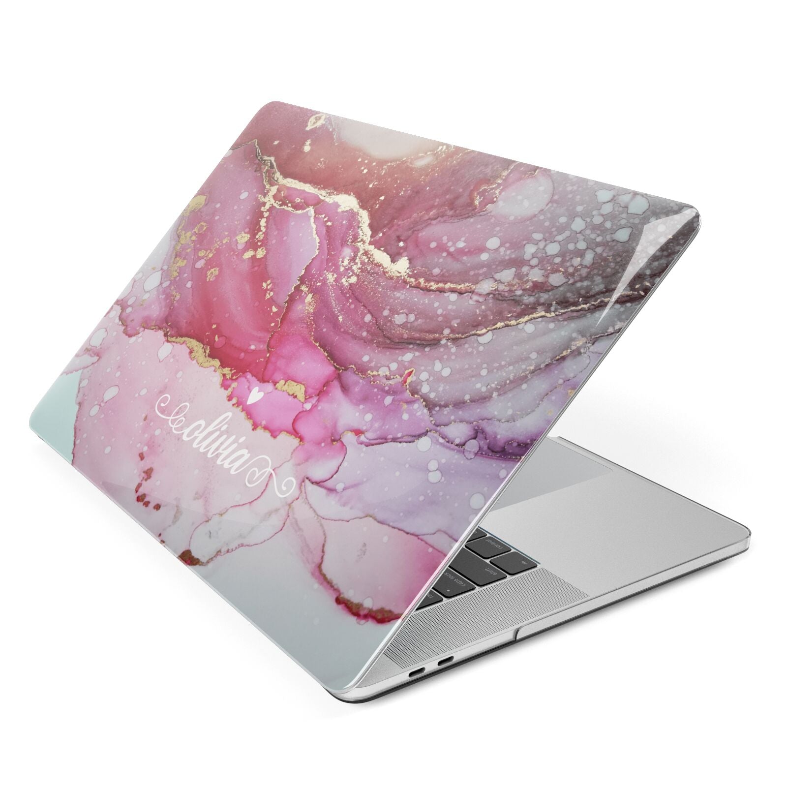 Custom Pink Marble Apple MacBook Case Side View