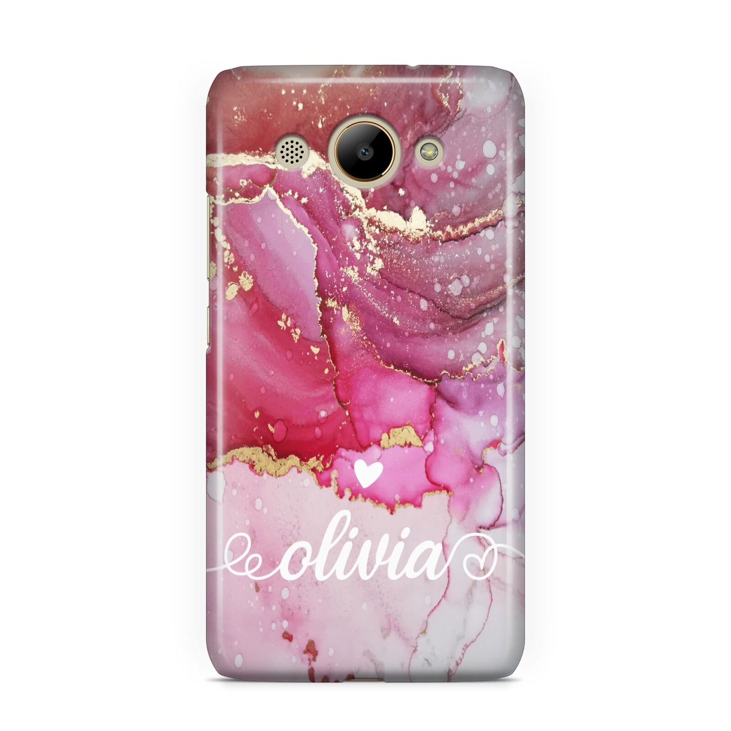 Custom Pink Marble Huawei Y3 2017